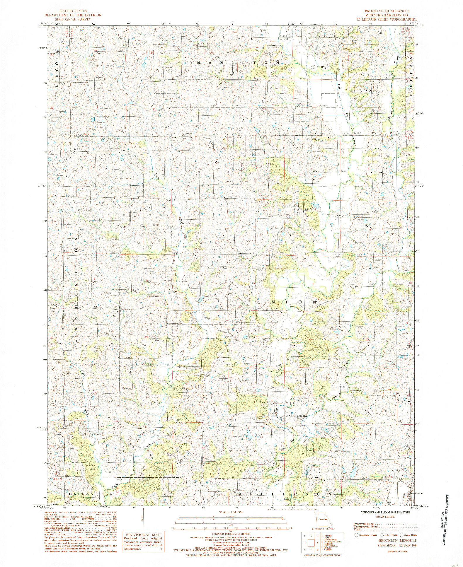 USGS 1:24000-SCALE QUADRANGLE FOR BROOKLYN, MO 1984