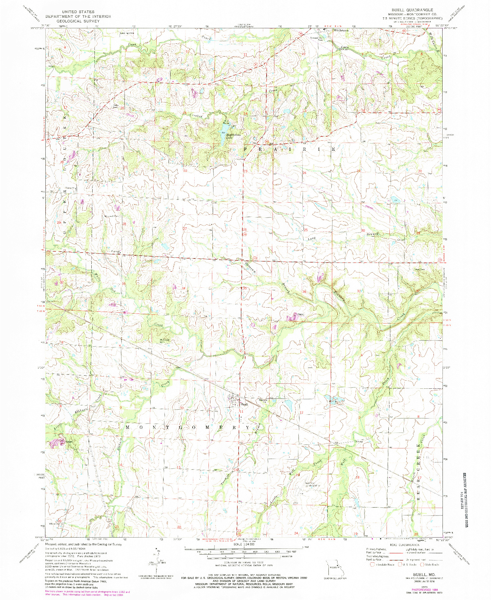 USGS 1:24000-SCALE QUADRANGLE FOR BUELL, MO 1973