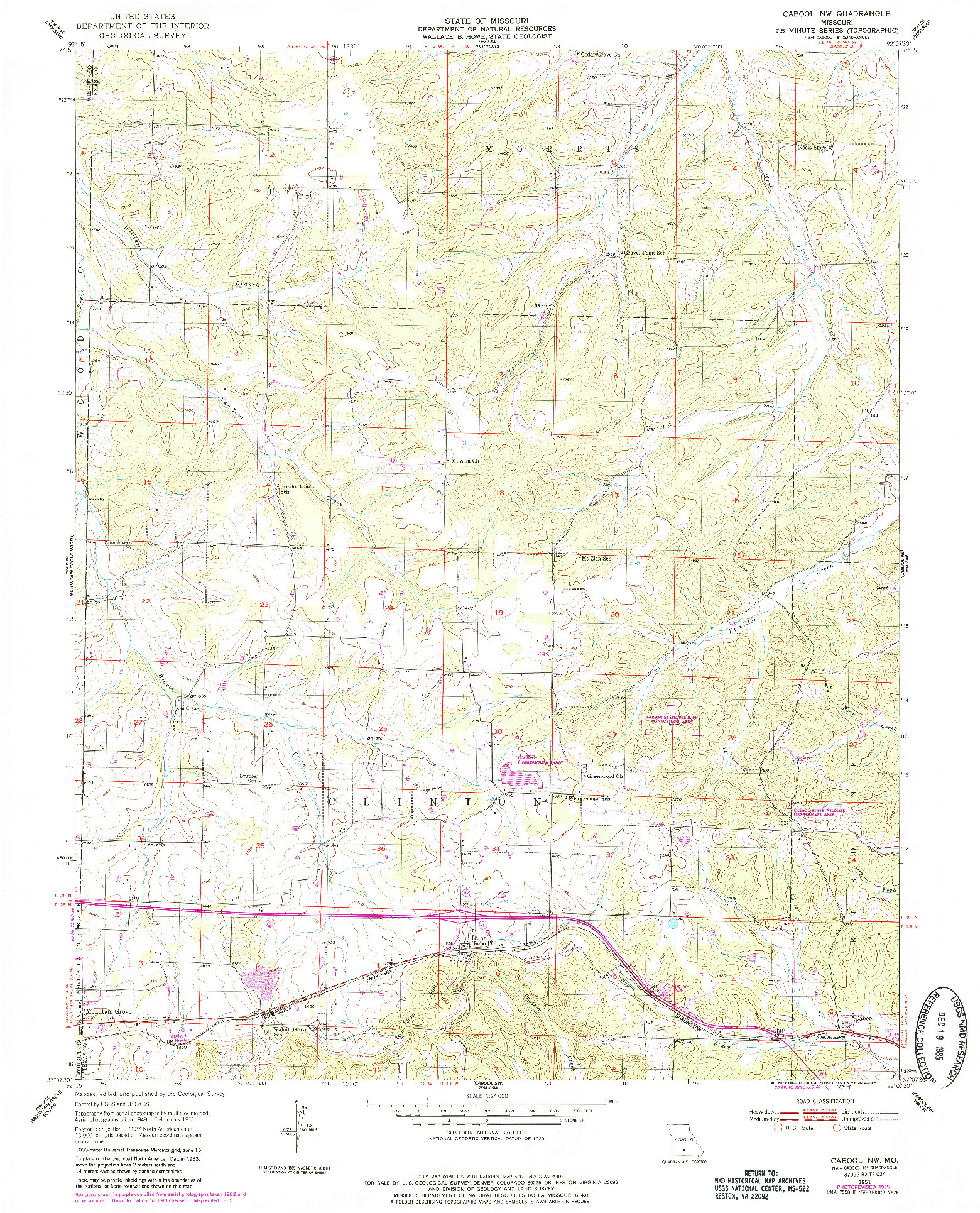 USGS 1:24000-SCALE QUADRANGLE FOR CABOOL NW, MO 1951