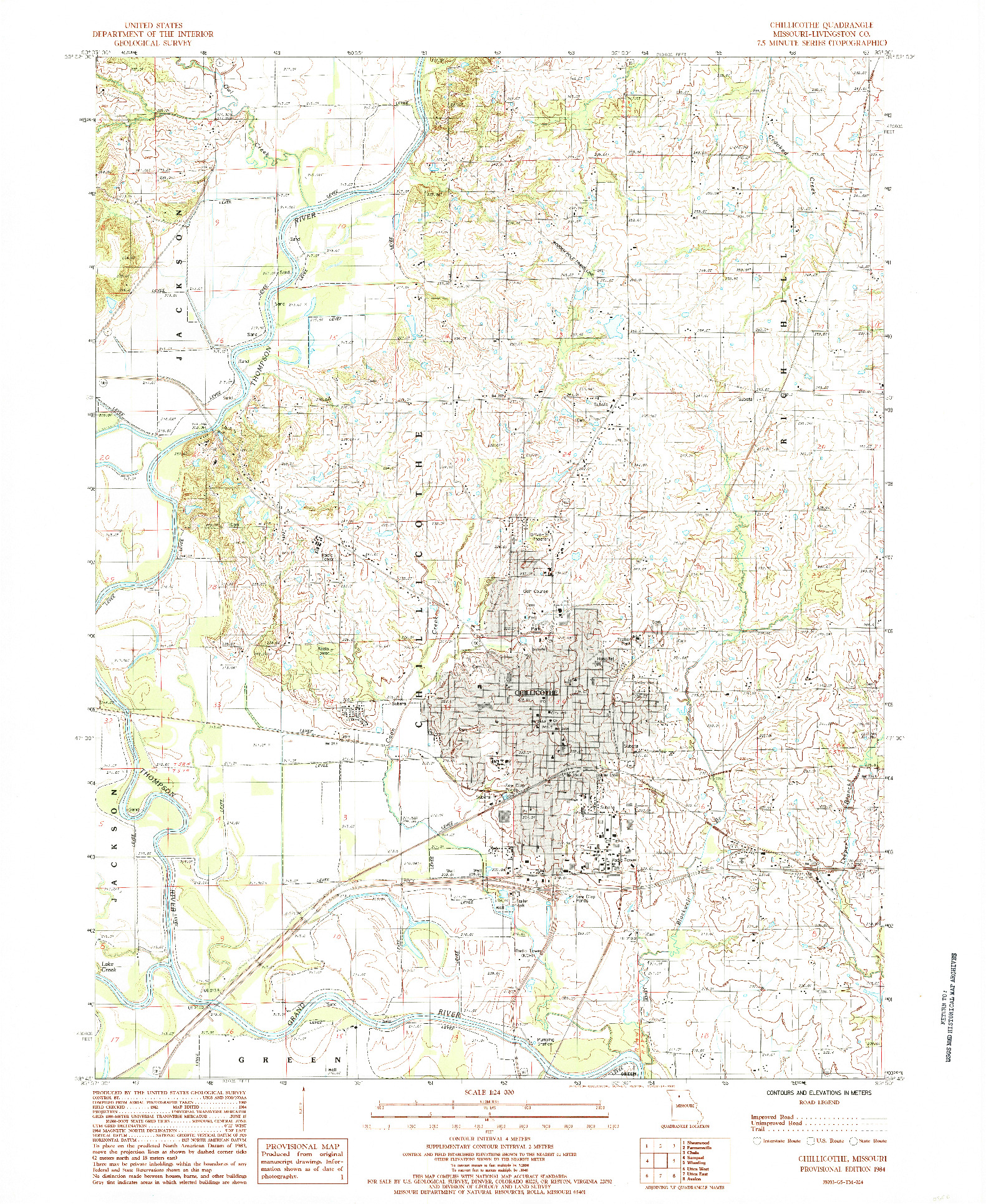 USGS 1:24000-SCALE QUADRANGLE FOR CHILLICOTHE, MO 1984