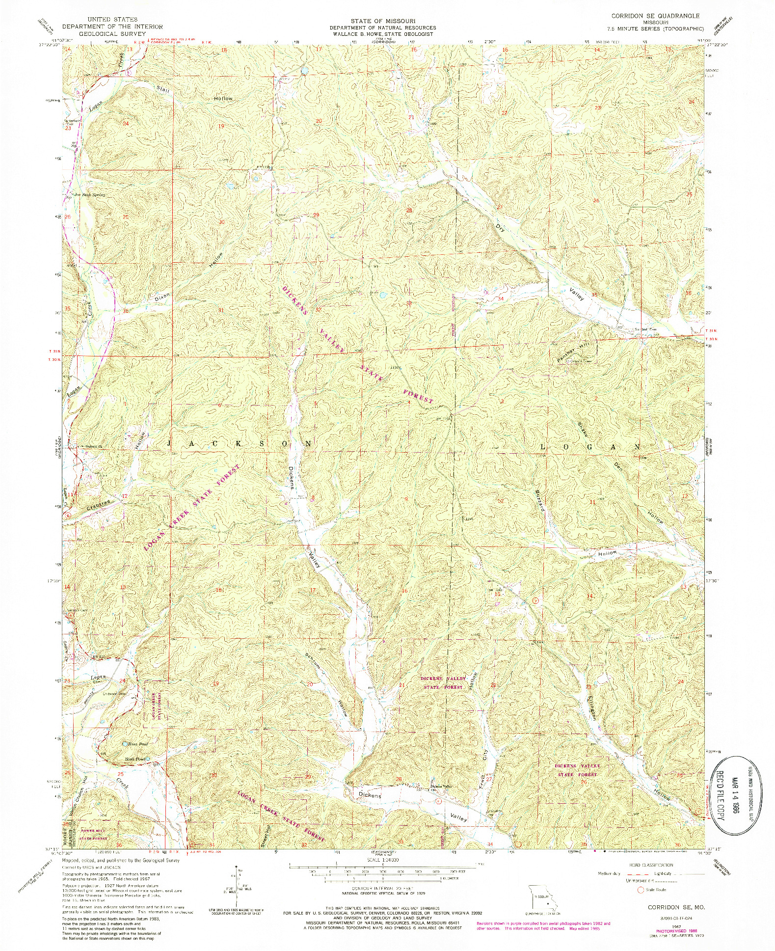 USGS 1:24000-SCALE QUADRANGLE FOR CORRIDON SE, MO 1967