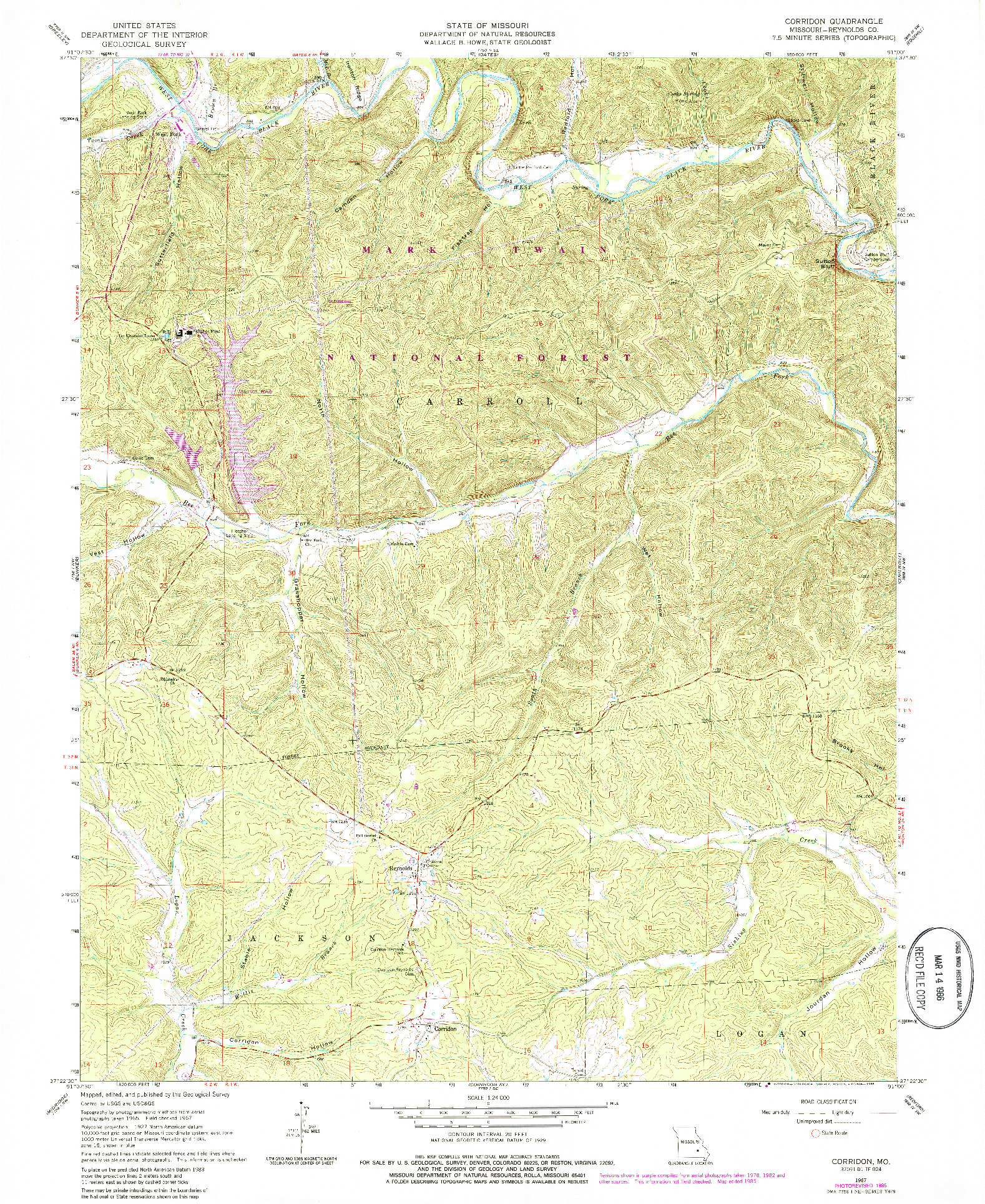 USGS 1:24000-SCALE QUADRANGLE FOR CORRIDON, MO 1967