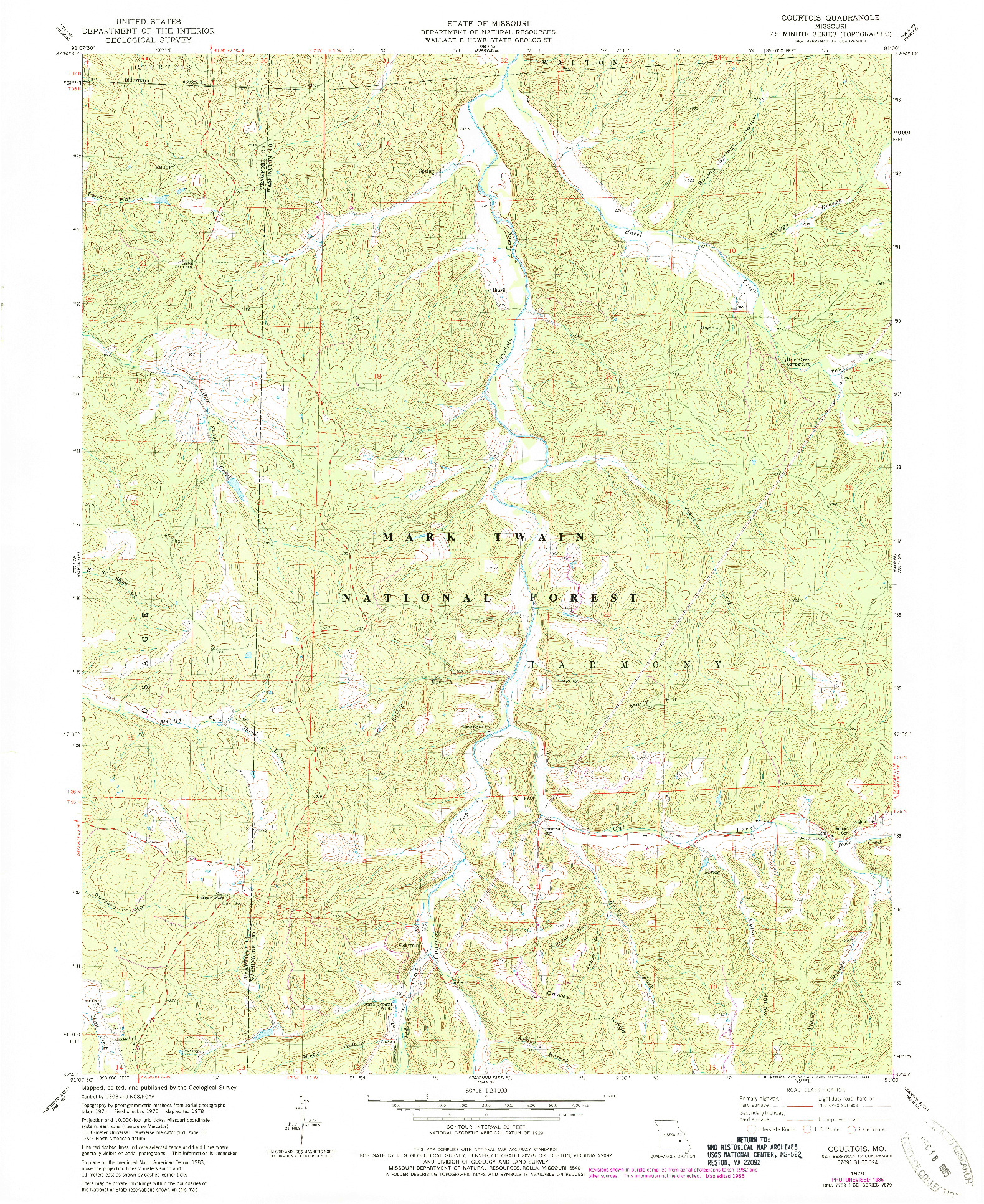 USGS 1:24000-SCALE QUADRANGLE FOR COURTOIS, MO 1978