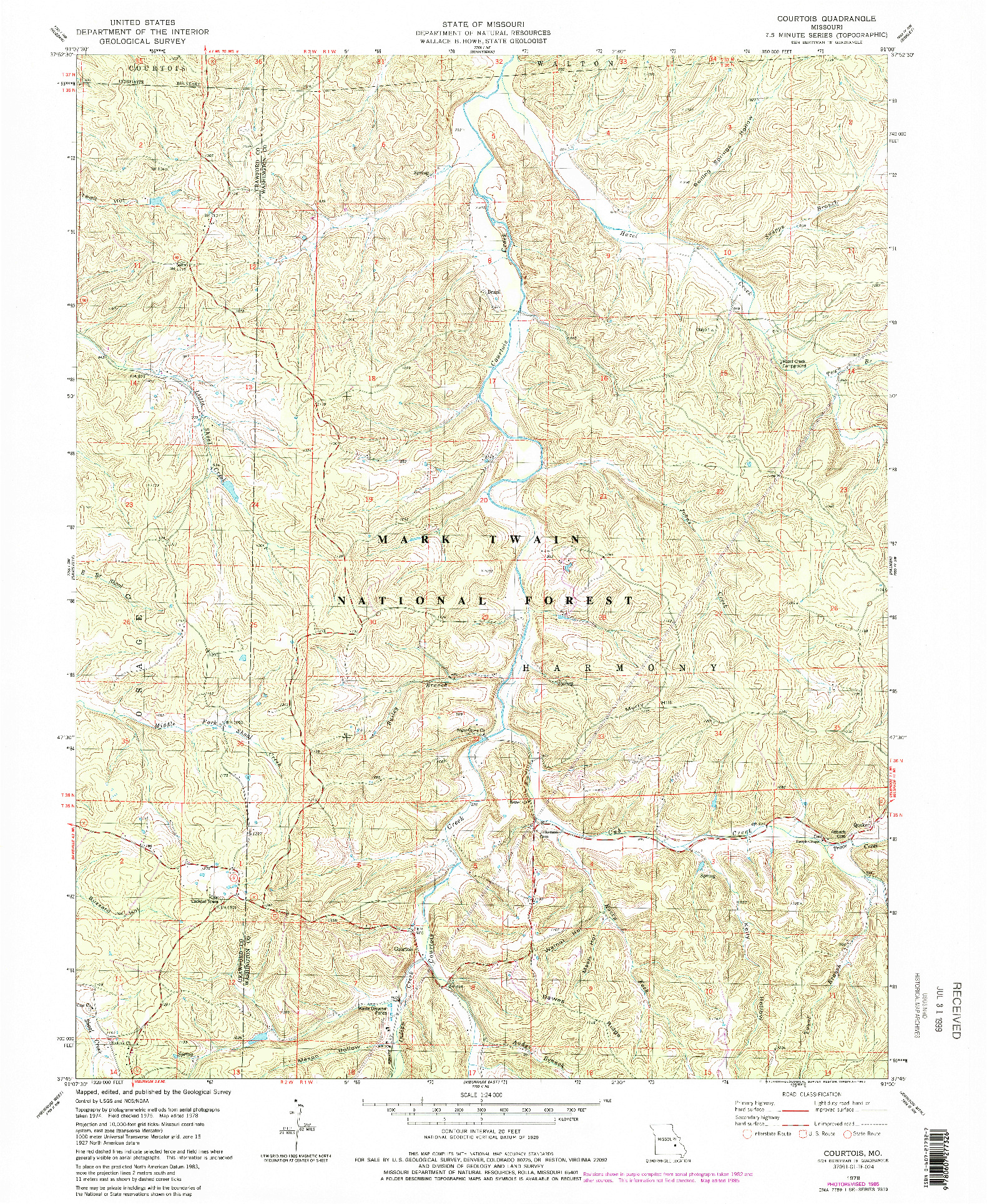 USGS 1:24000-SCALE QUADRANGLE FOR COURTOIS, MO 1978