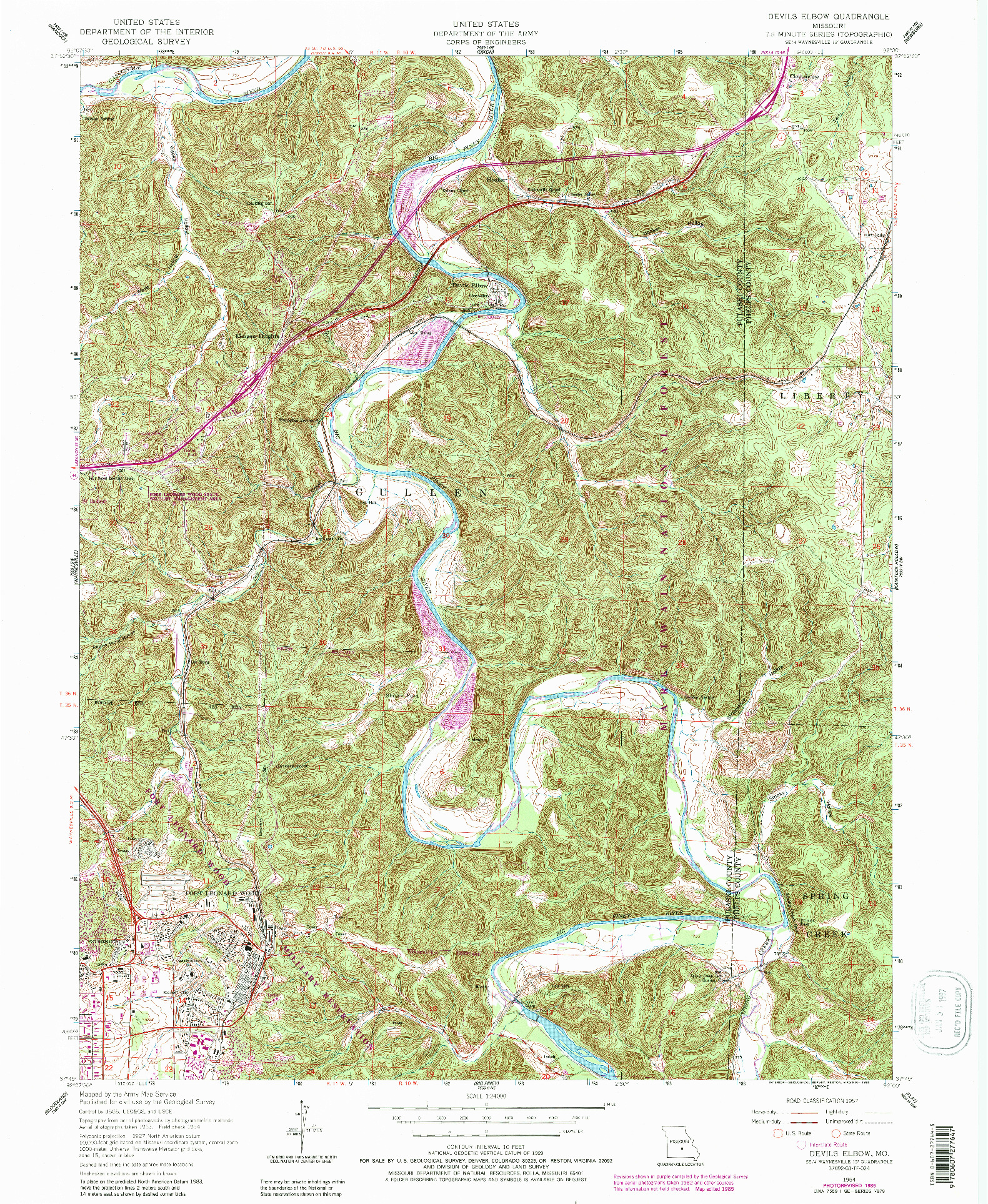 USGS 1:24000-SCALE QUADRANGLE FOR DEVILS ELBOW, MO 1954