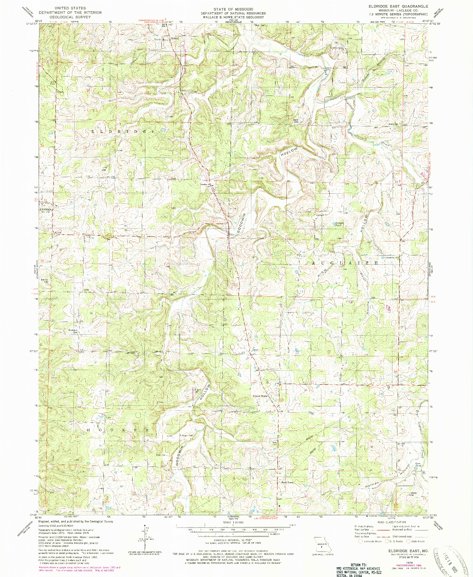 USGS 1:24000-SCALE QUADRANGLE FOR ELDRIDGE EAST, MO 1976