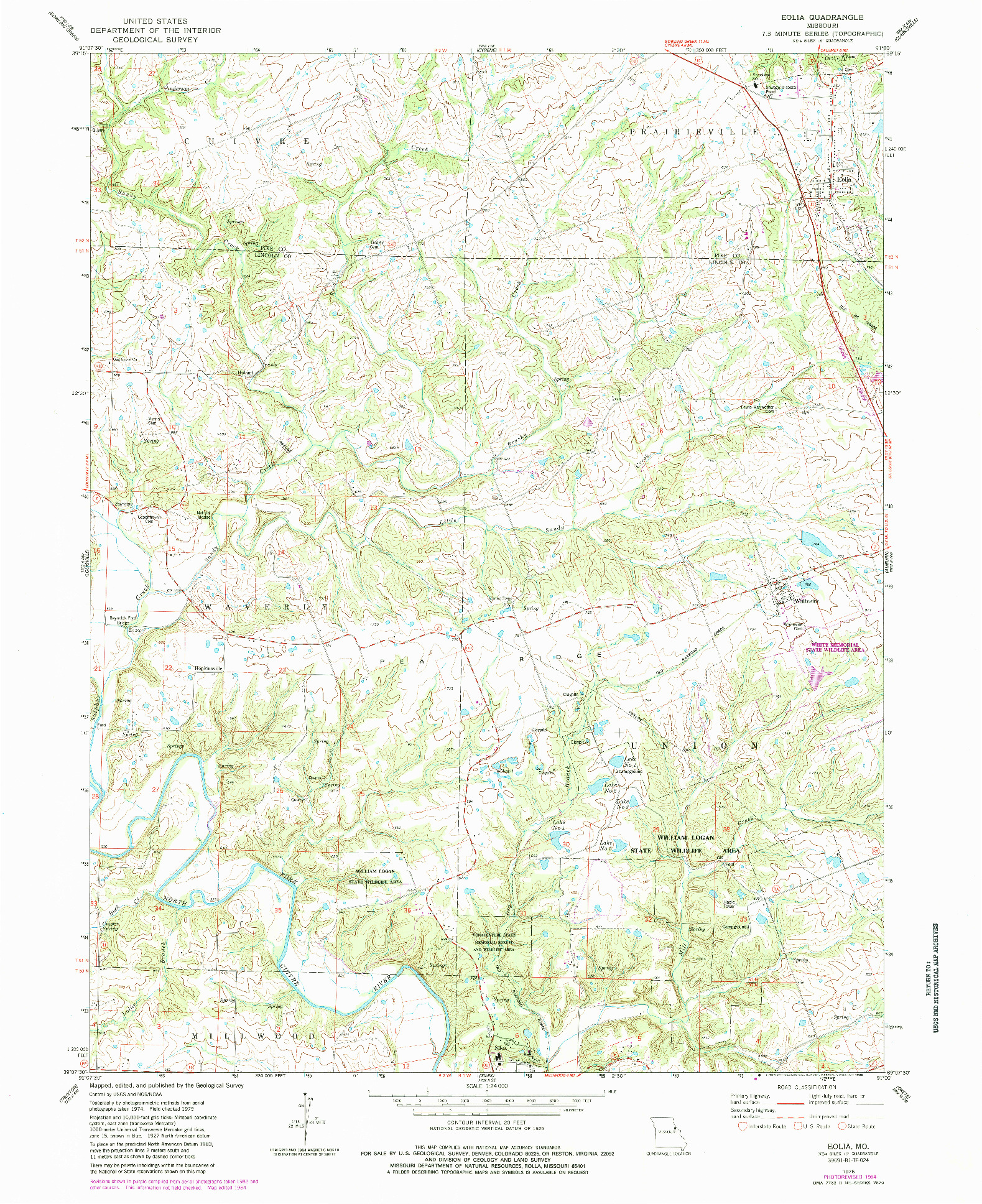 USGS 1:24000-SCALE QUADRANGLE FOR EOLIA, MO 1975