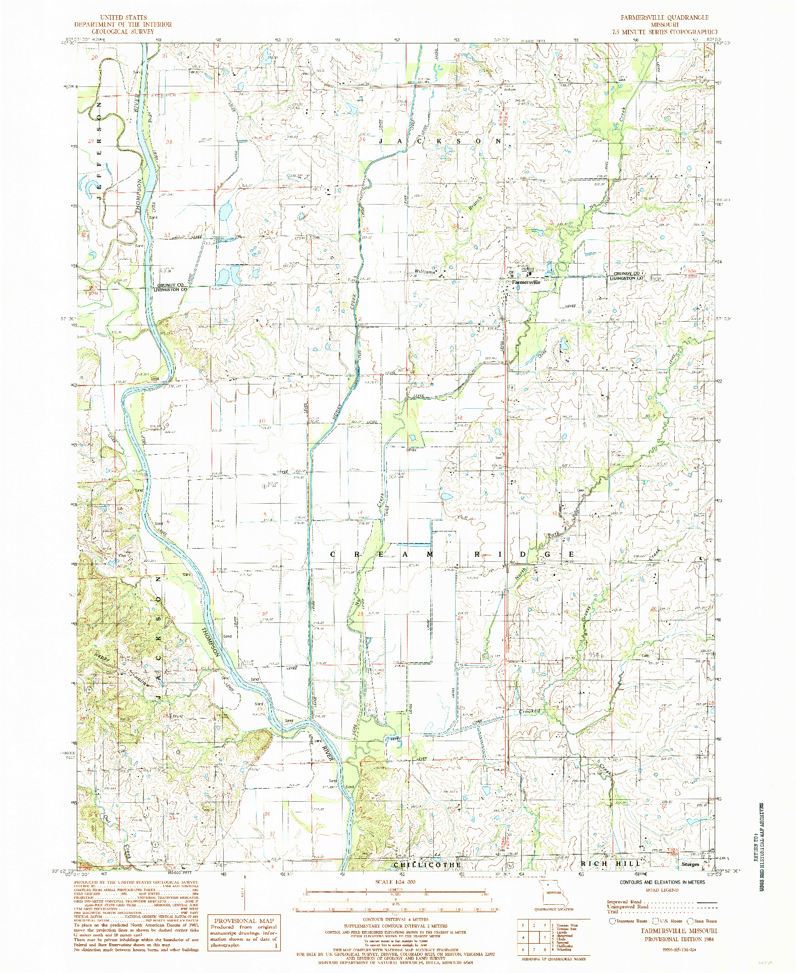 USGS 1:24000-SCALE QUADRANGLE FOR FARMERSVILLE, MO 1984