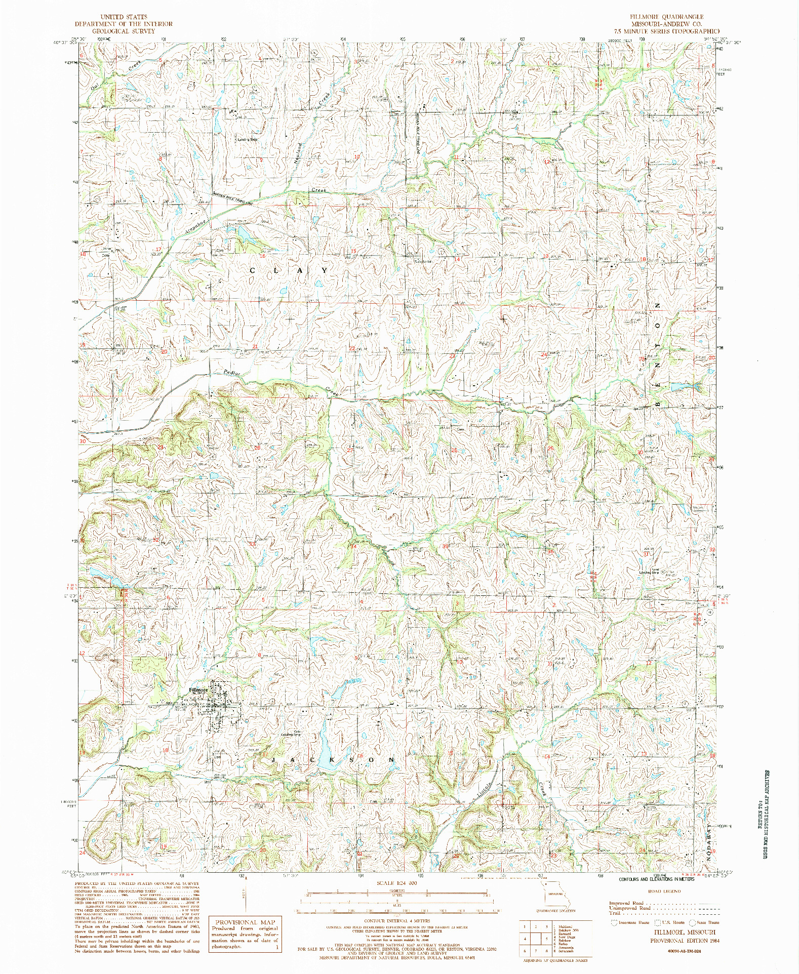 USGS 1:24000-SCALE QUADRANGLE FOR FILLMORE, MO 1984