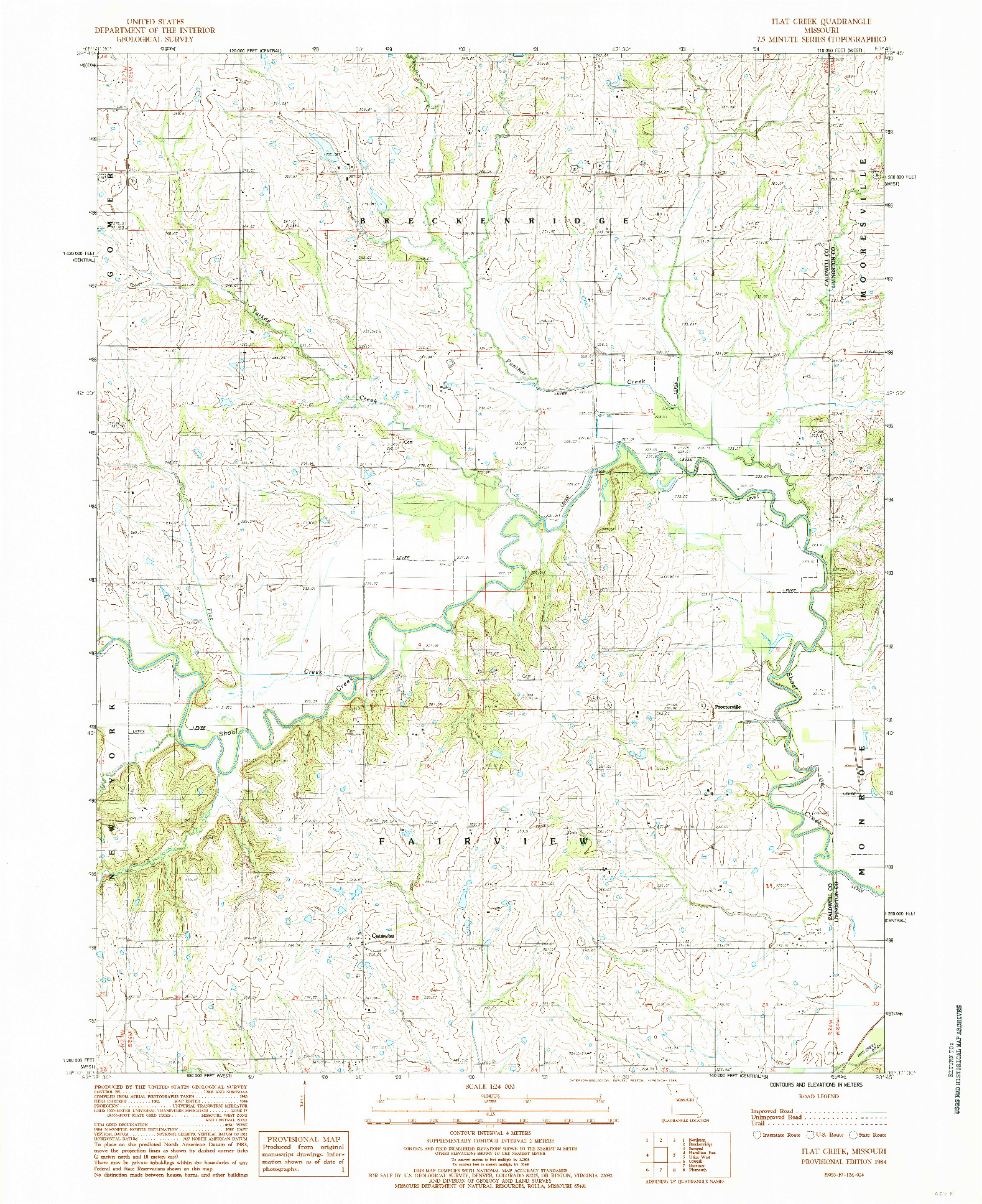 USGS 1:24000-SCALE QUADRANGLE FOR FLAT CREEK, MO 1984