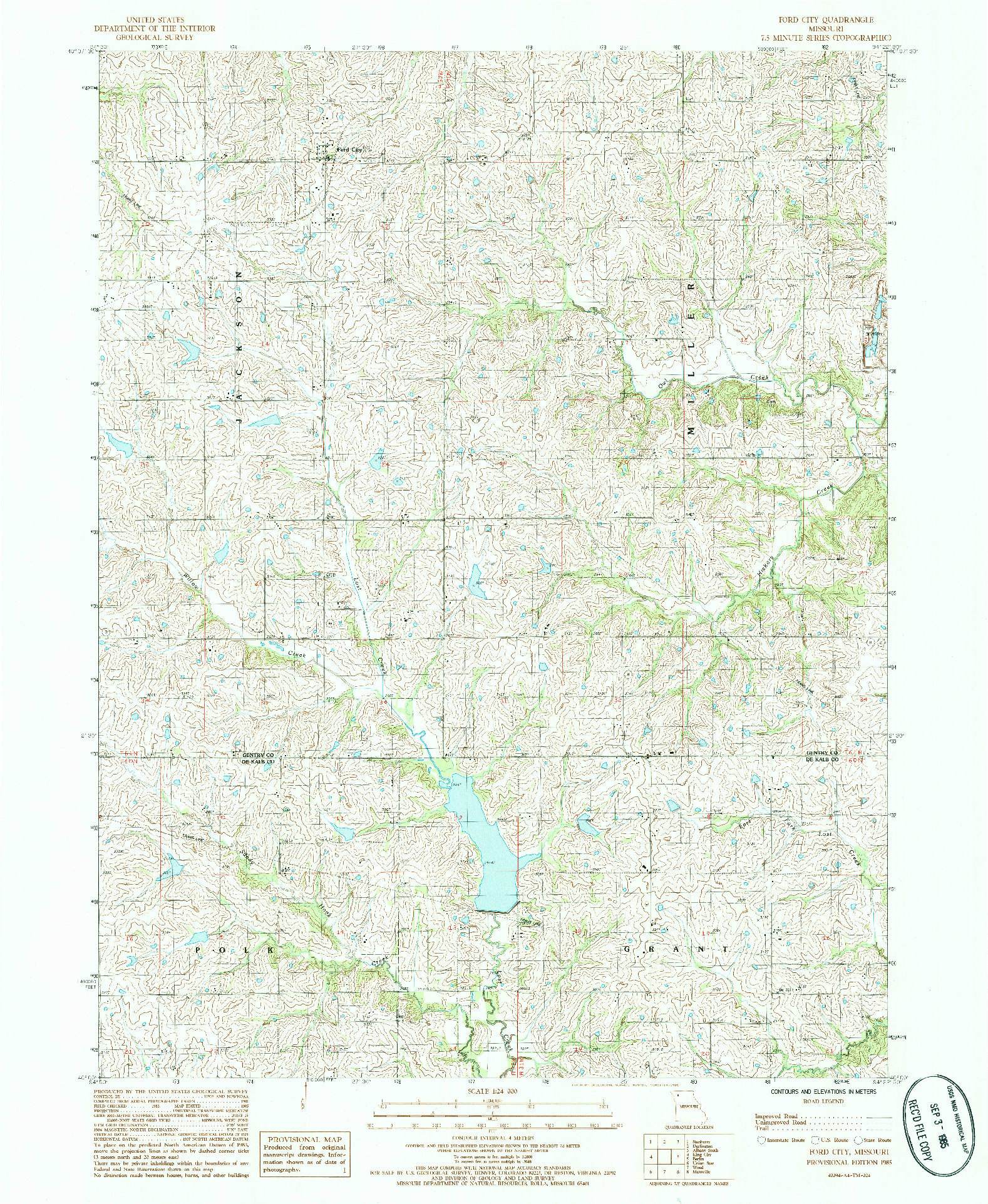 USGS 1:24000-SCALE QUADRANGLE FOR FORD CITY, MO 1985