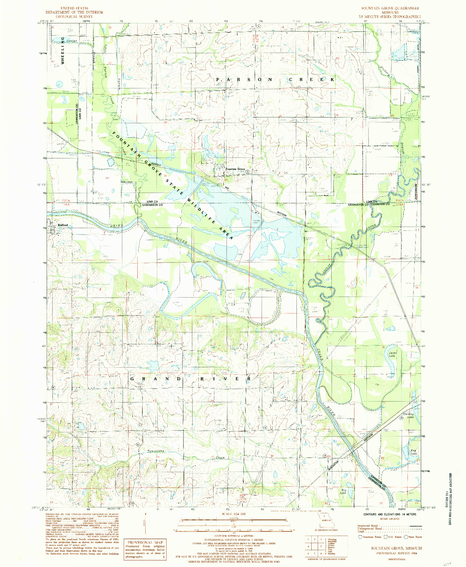 USGS 1:24000-SCALE QUADRANGLE FOR FOUNTAIN GROVE, MO 1984