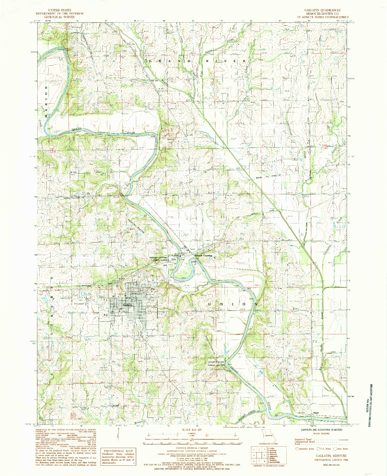 USGS 1:24000-SCALE QUADRANGLE FOR GALLATIN, MO 1984