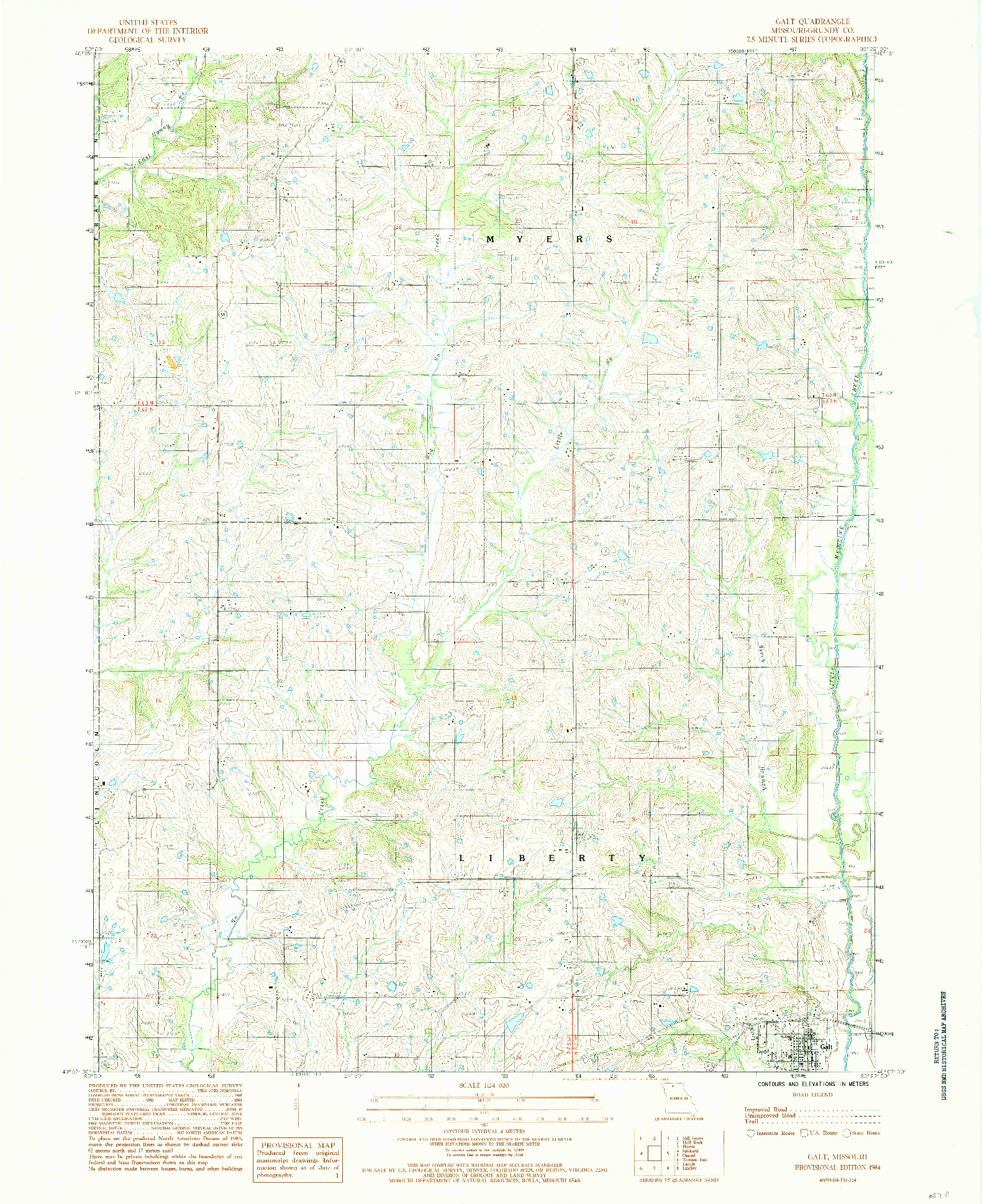 USGS 1:24000-SCALE QUADRANGLE FOR GALT, MO 1984