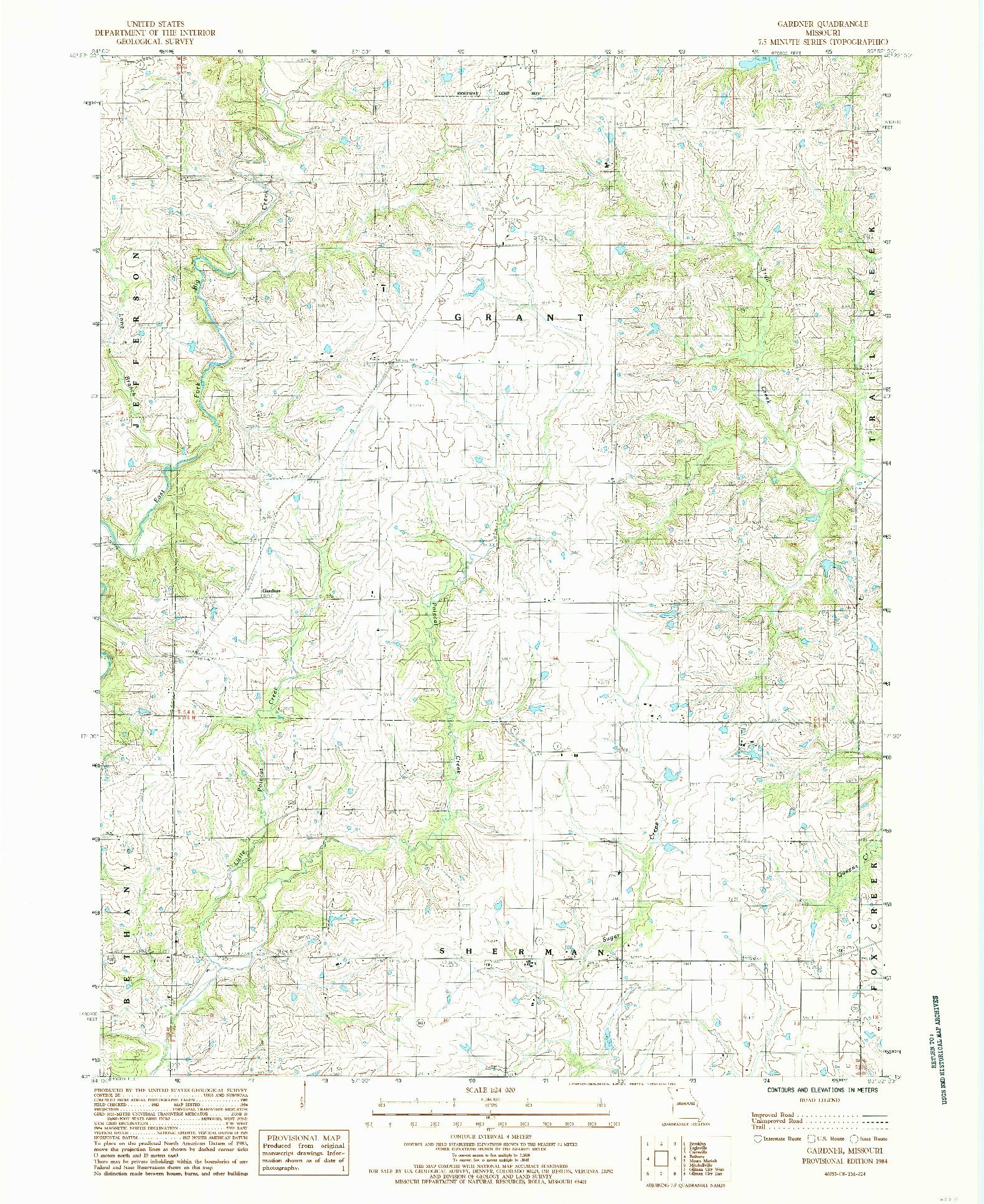 USGS 1:24000-SCALE QUADRANGLE FOR GARDNER, MO 1984