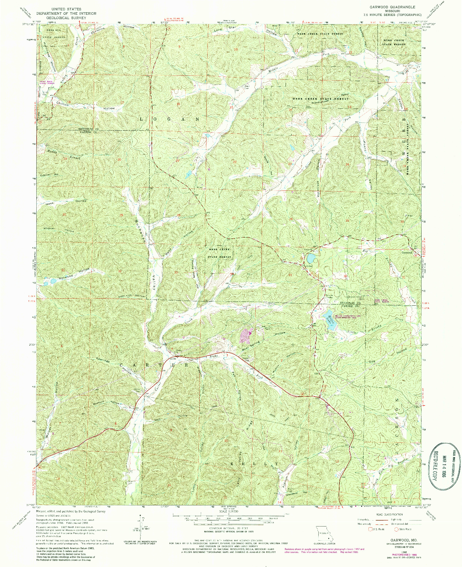 USGS 1:24000-SCALE QUADRANGLE FOR GARWOOD, MO 1968