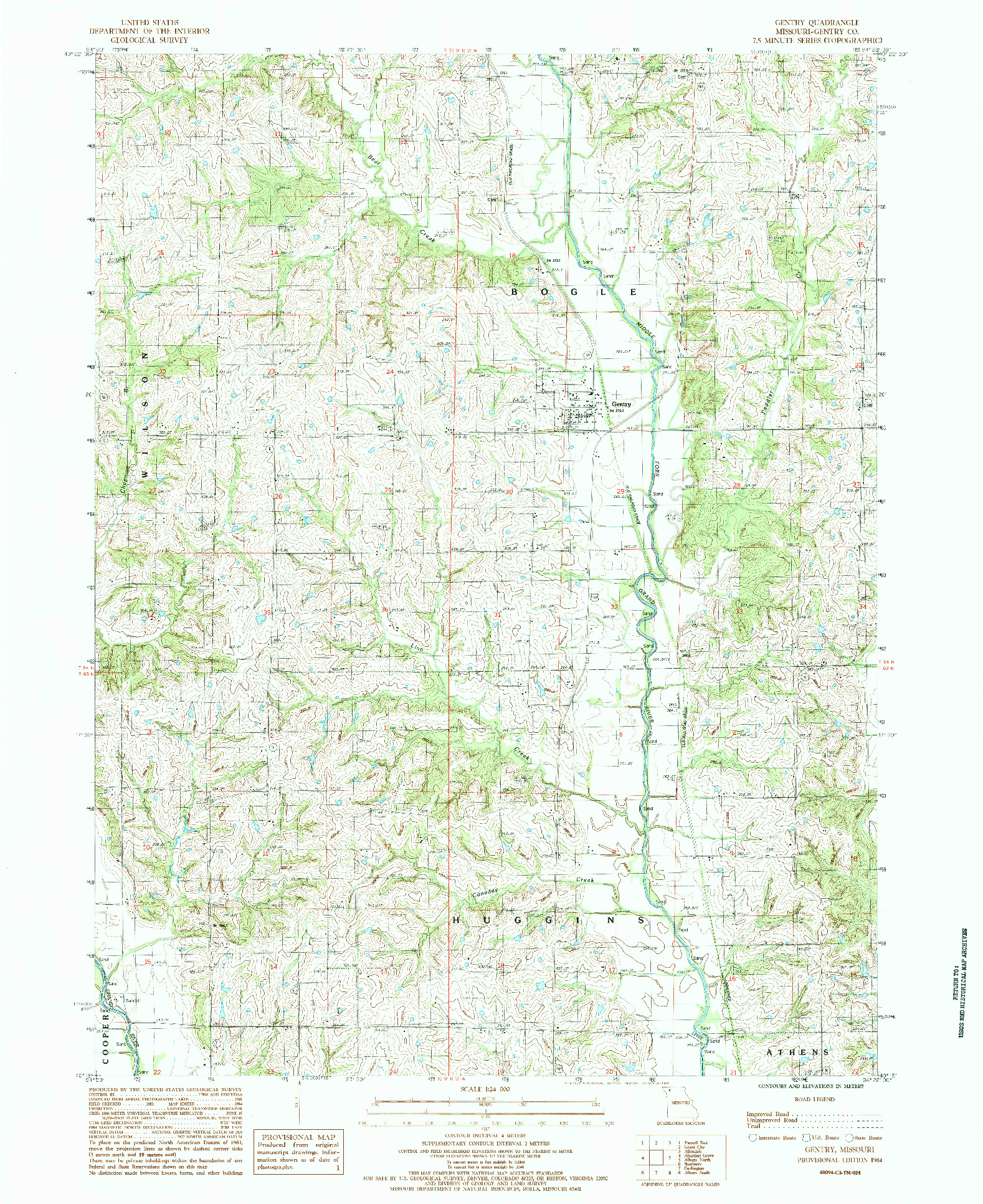 USGS 1:24000-SCALE QUADRANGLE FOR GENTRY, MO 1984