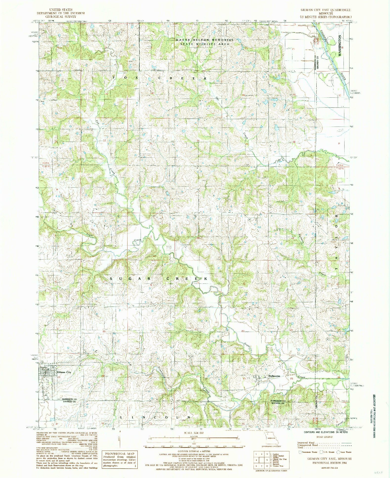 USGS 1:24000-SCALE QUADRANGLE FOR GILMAN CITY EAST, MO 1984