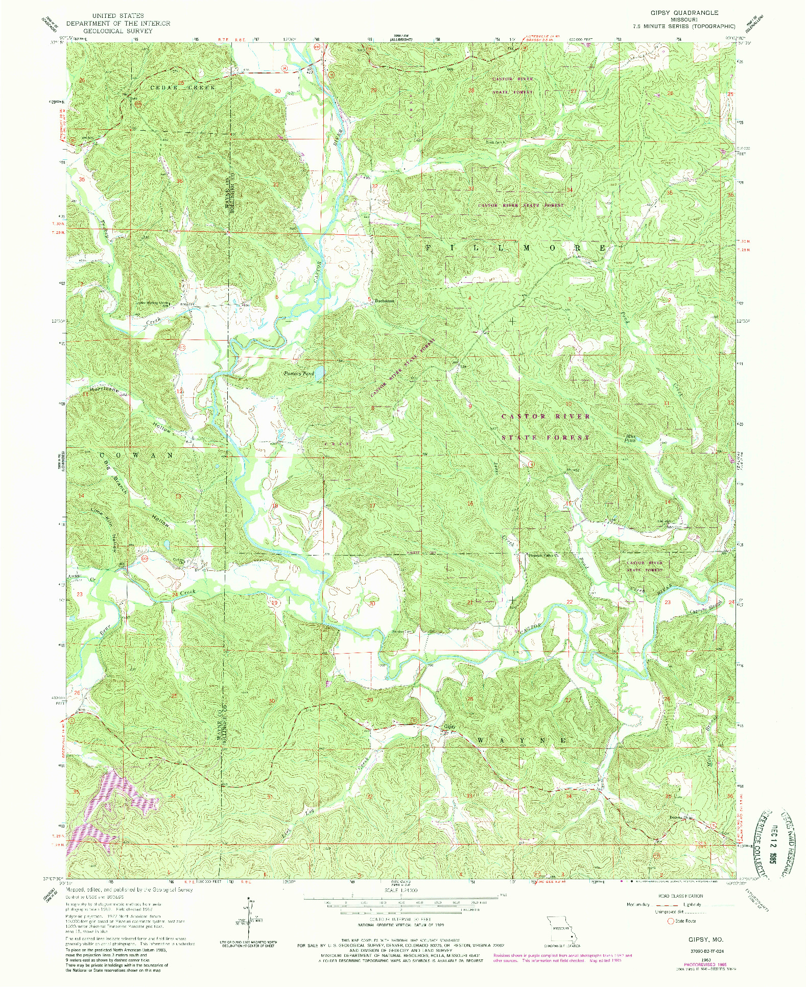 USGS 1:24000-SCALE QUADRANGLE FOR GIPSY, MO 1964