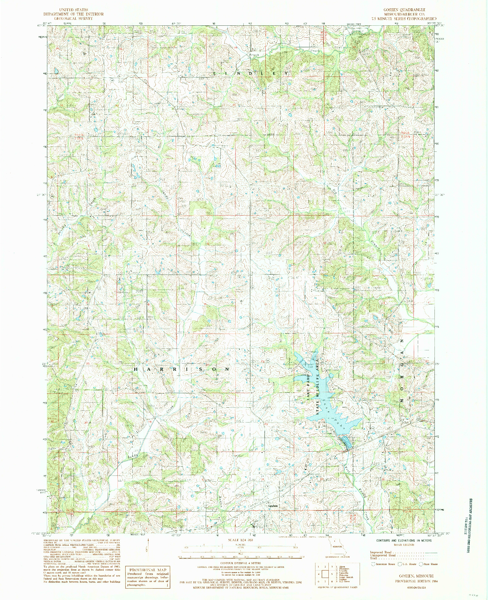 USGS 1:24000-SCALE QUADRANGLE FOR GOSHEN, MO 1984