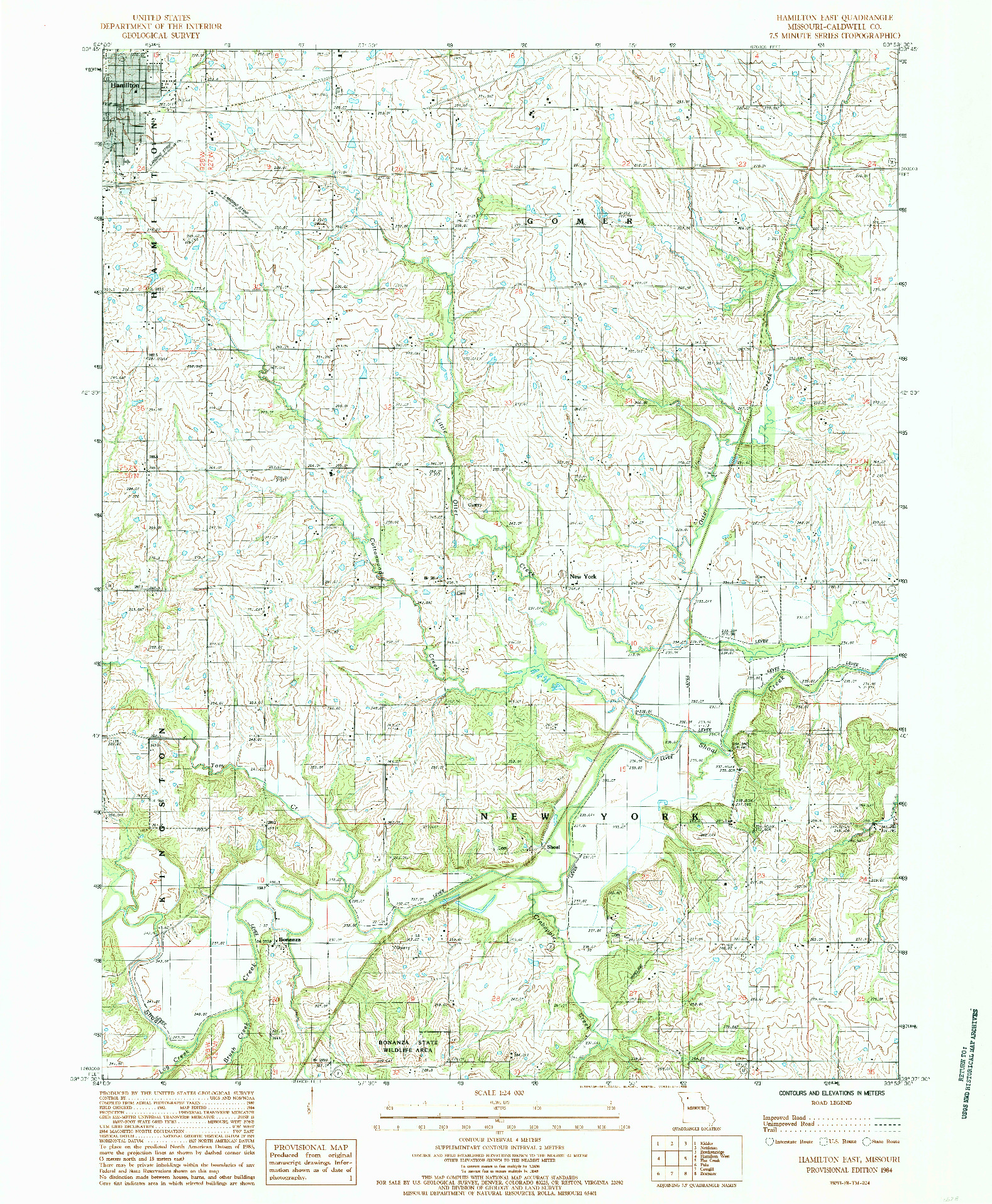 USGS 1:24000-SCALE QUADRANGLE FOR HAMILTON EAST, MO 1984