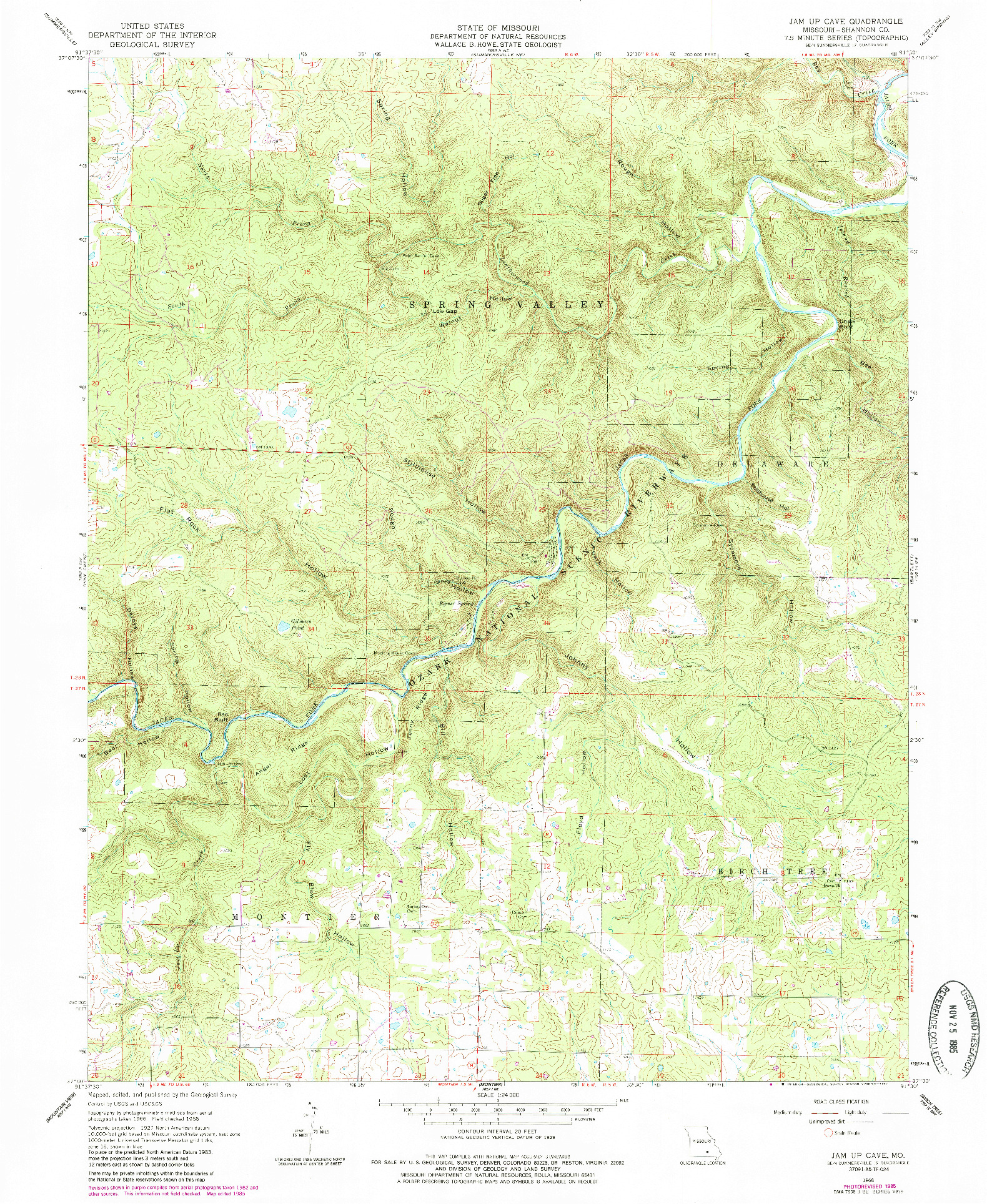 USGS 1:24000-SCALE QUADRANGLE FOR JAM UP CAVE, MO 1968