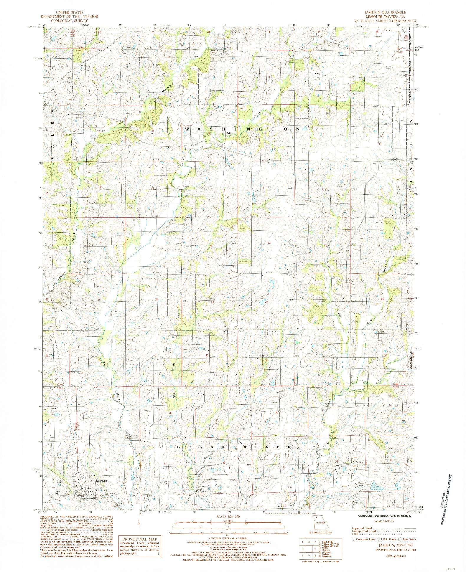 USGS 1:24000-SCALE QUADRANGLE FOR JAMESON, MO 1984