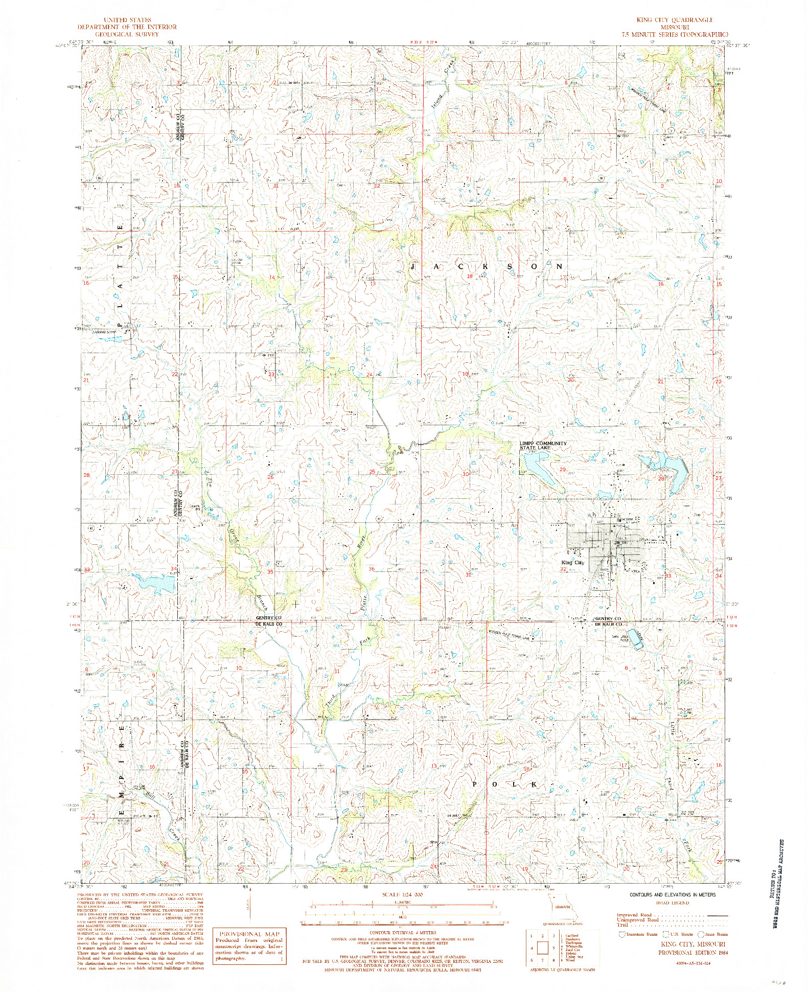 USGS 1:24000-SCALE QUADRANGLE FOR KING CITY, MO 1984