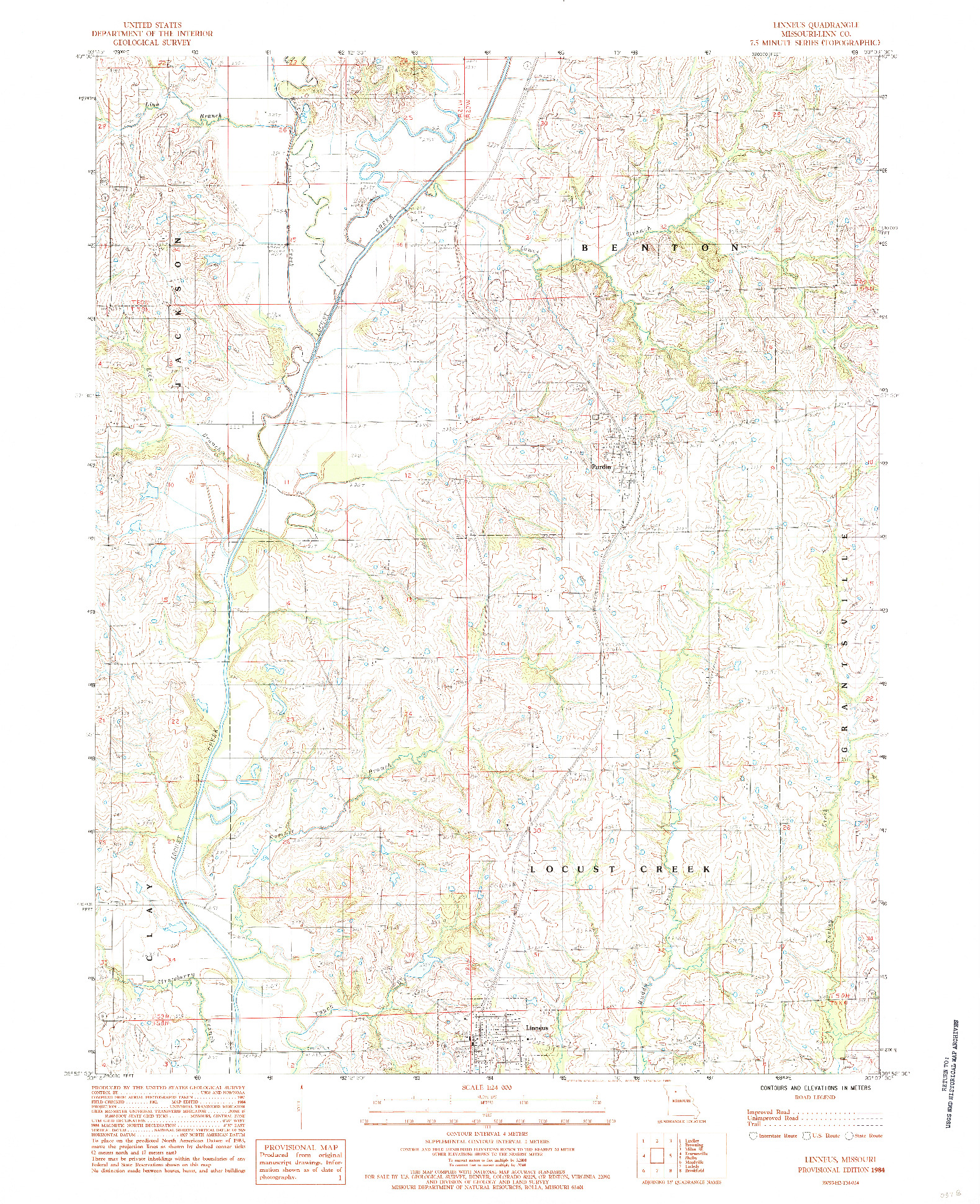 USGS 1:24000-SCALE QUADRANGLE FOR LINNEUS, MO 1984