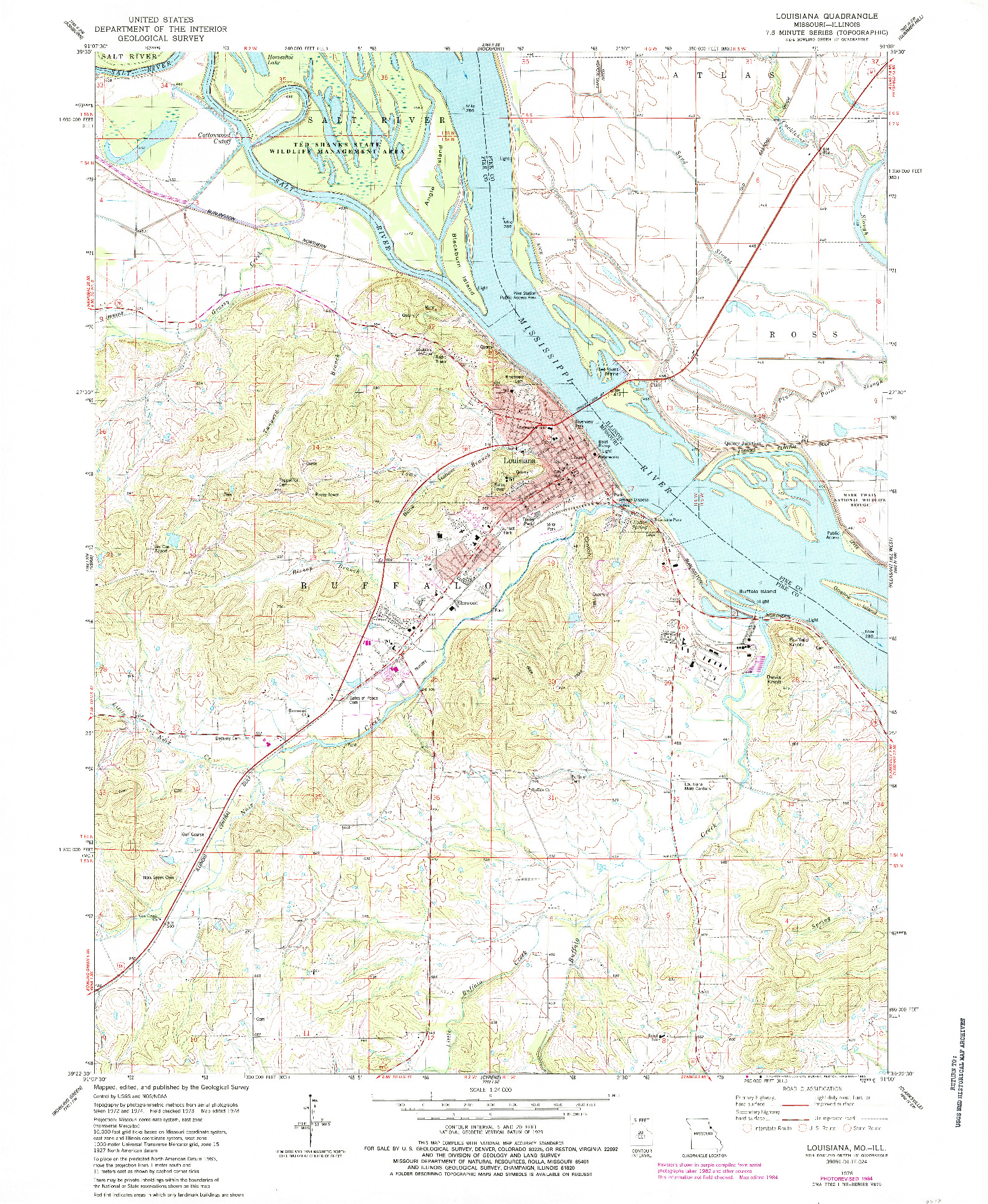 USGS 1:24000-SCALE QUADRANGLE FOR LOUISIANA, MO 1978