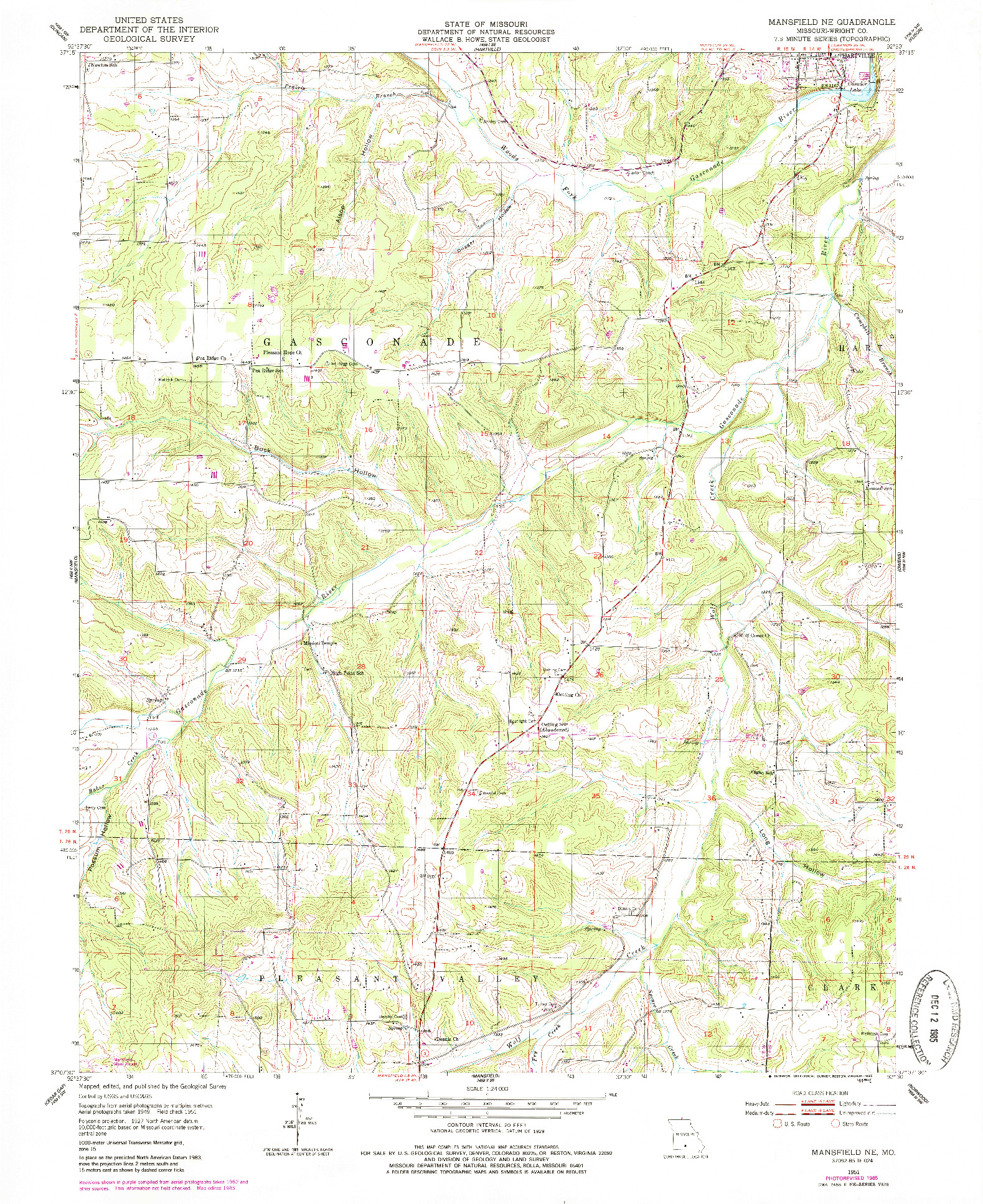 USGS 1:24000-SCALE QUADRANGLE FOR MANSFIELD NE, MO 1951