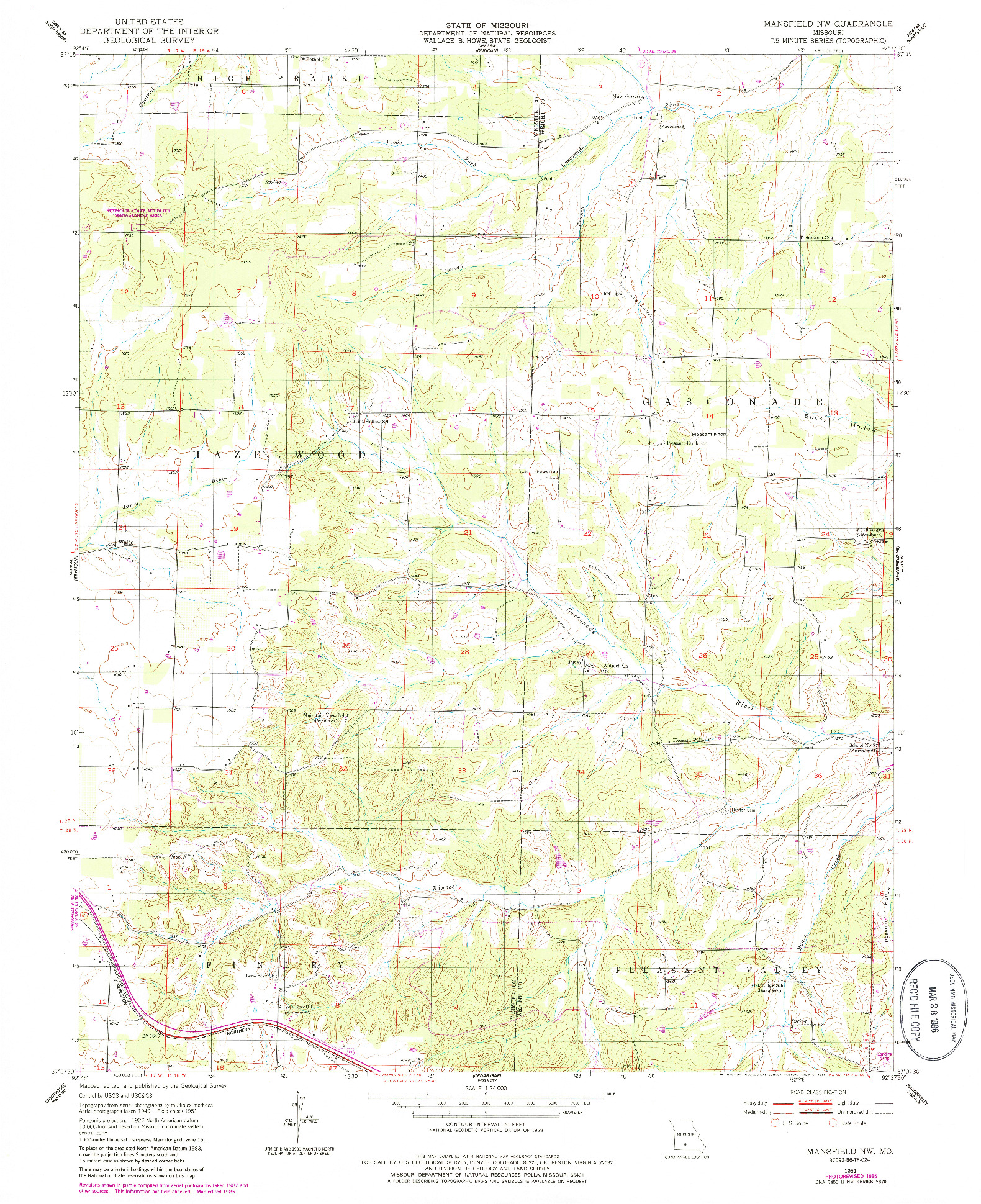USGS 1:24000-SCALE QUADRANGLE FOR MANSFIELD NW, MO 1985
