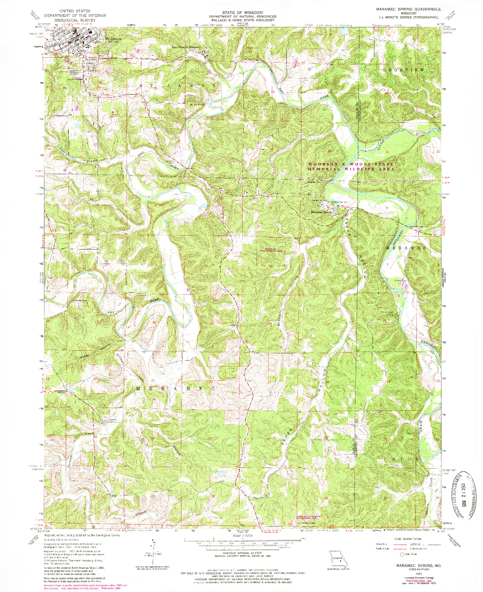 USGS 1:24000-SCALE QUADRANGLE FOR MARAMEC SPRING, MO 1963