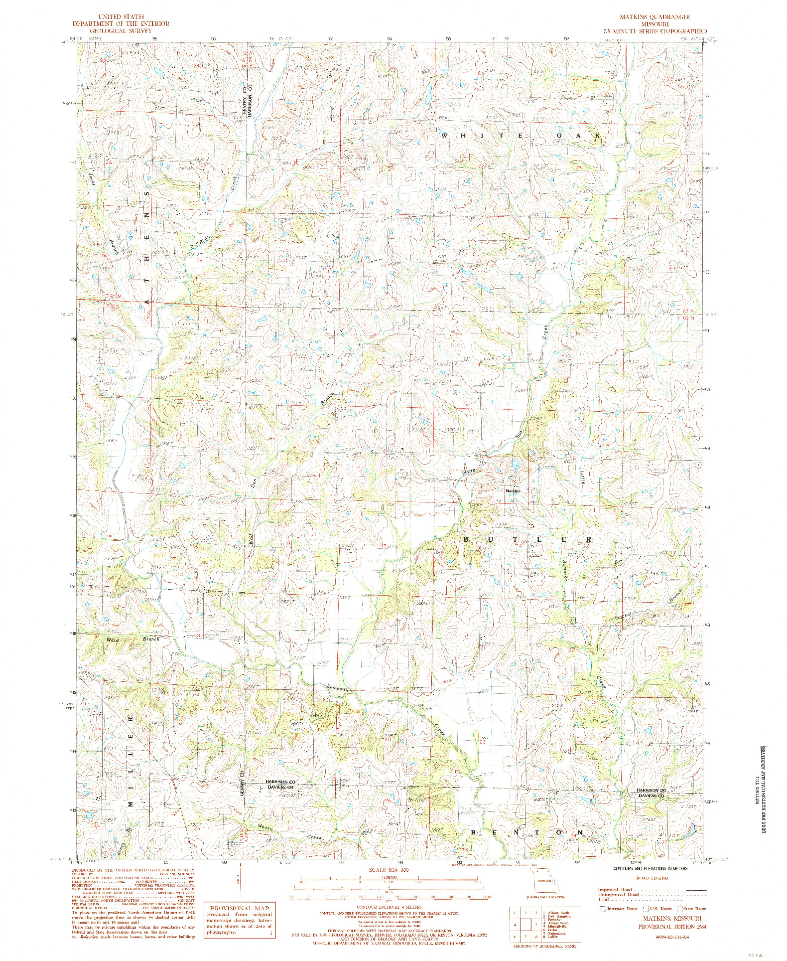 USGS 1:24000-SCALE QUADRANGLE FOR MATKINS, MO 1984