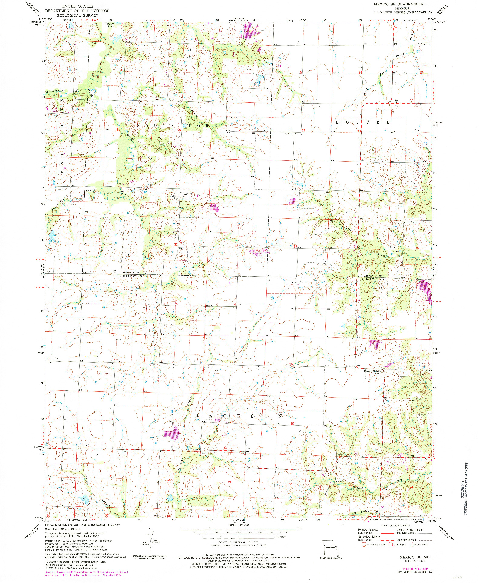 USGS 1:24000-SCALE QUADRANGLE FOR MEXICO SE, MO 1972