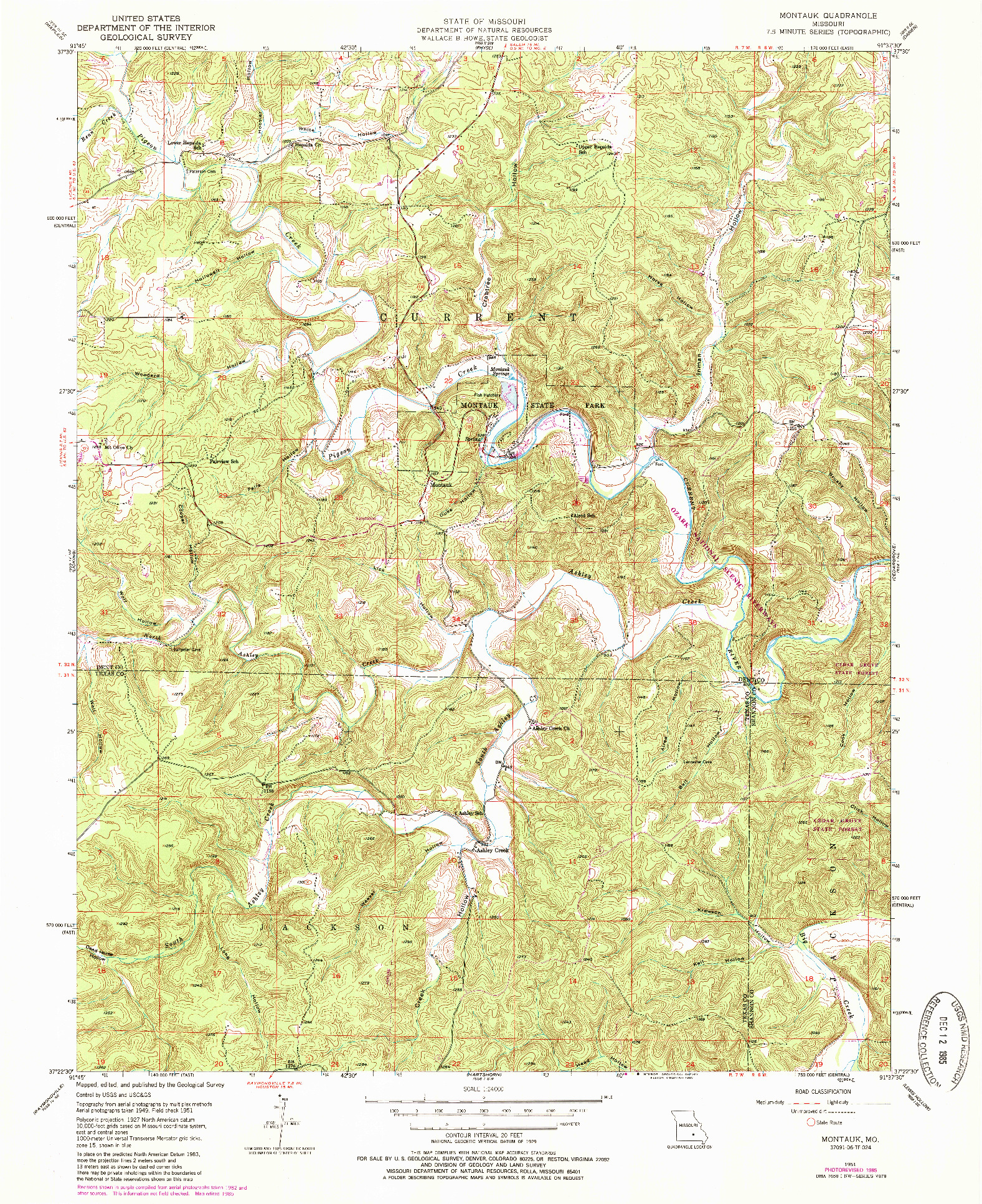 USGS 1:24000-SCALE QUADRANGLE FOR MONTAUK, MO 1951