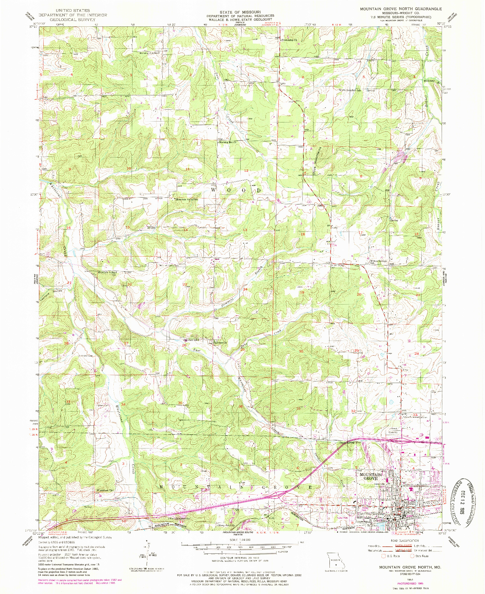 USGS 1:24000-SCALE QUADRANGLE FOR MOUNTAIN GROVE NORTH, MO 1951