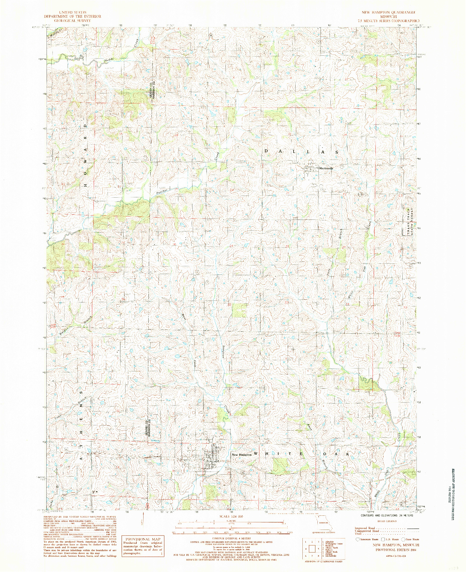 USGS 1:24000-SCALE QUADRANGLE FOR NEW HAMPTON, MO 1984