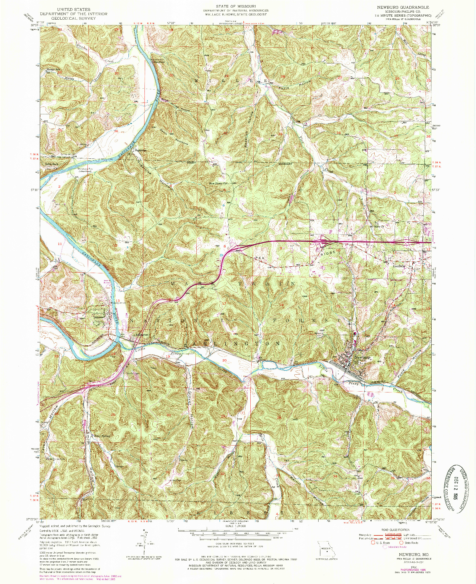 USGS 1:24000-SCALE QUADRANGLE FOR NEWBURG, MO 1950