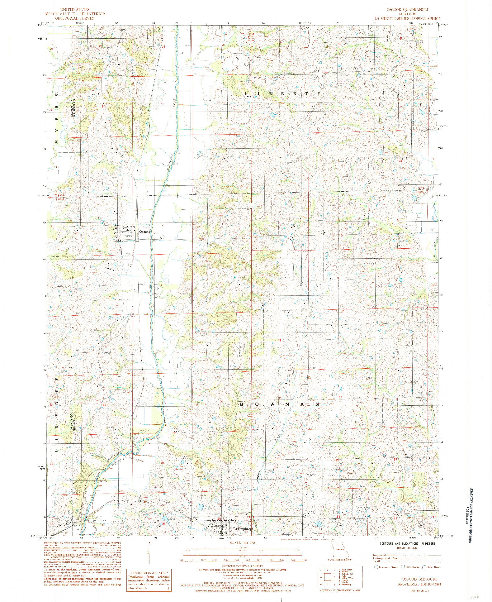 USGS 1:24000-SCALE QUADRANGLE FOR OSGOOD, MO 1984