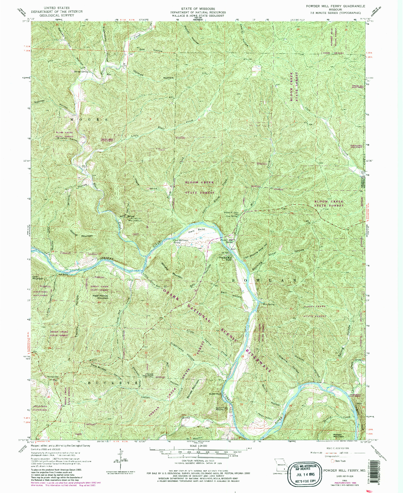USGS 1:24000-SCALE QUADRANGLE FOR POWDER MILL FERRY, MO 1965
