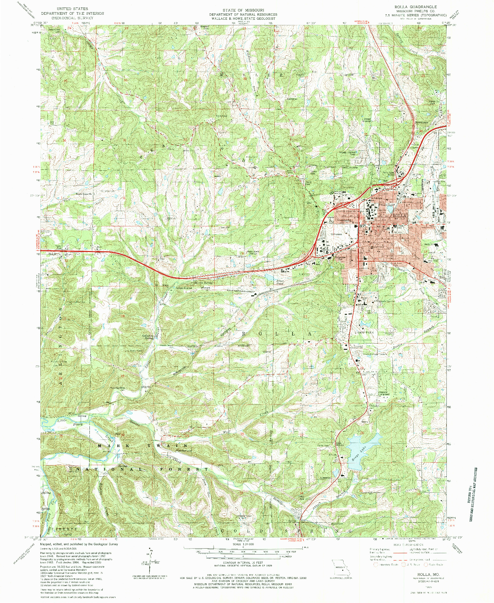 USGS 1:24000-SCALE QUADRANGLE FOR ROLLA, MO 1985