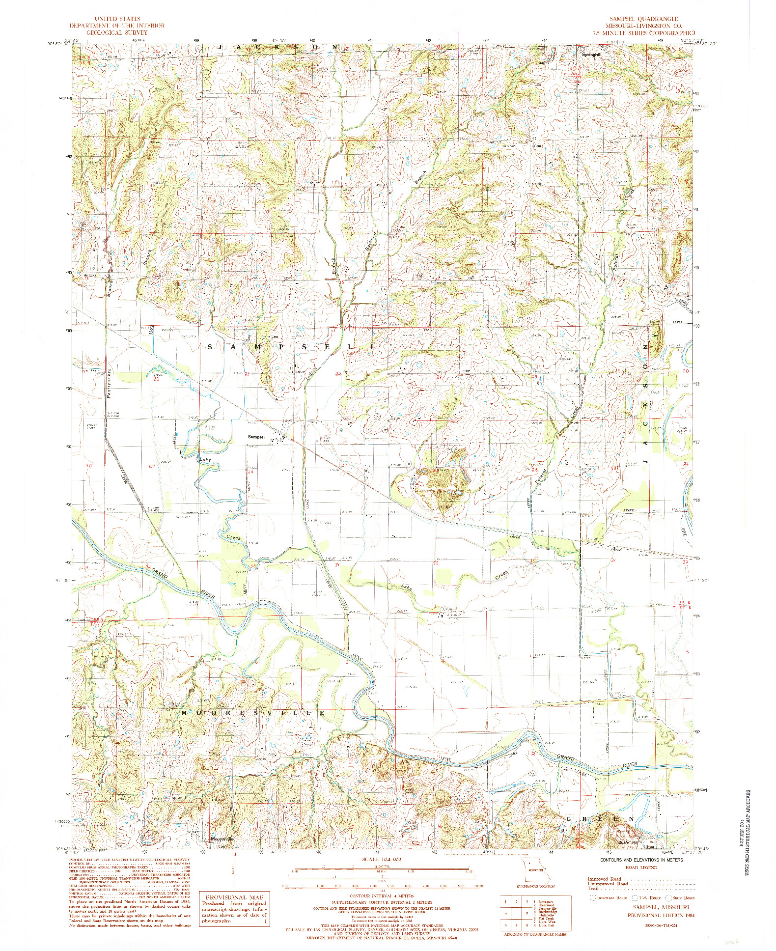 USGS 1:24000-SCALE QUADRANGLE FOR SAMPSEL, MO 1984