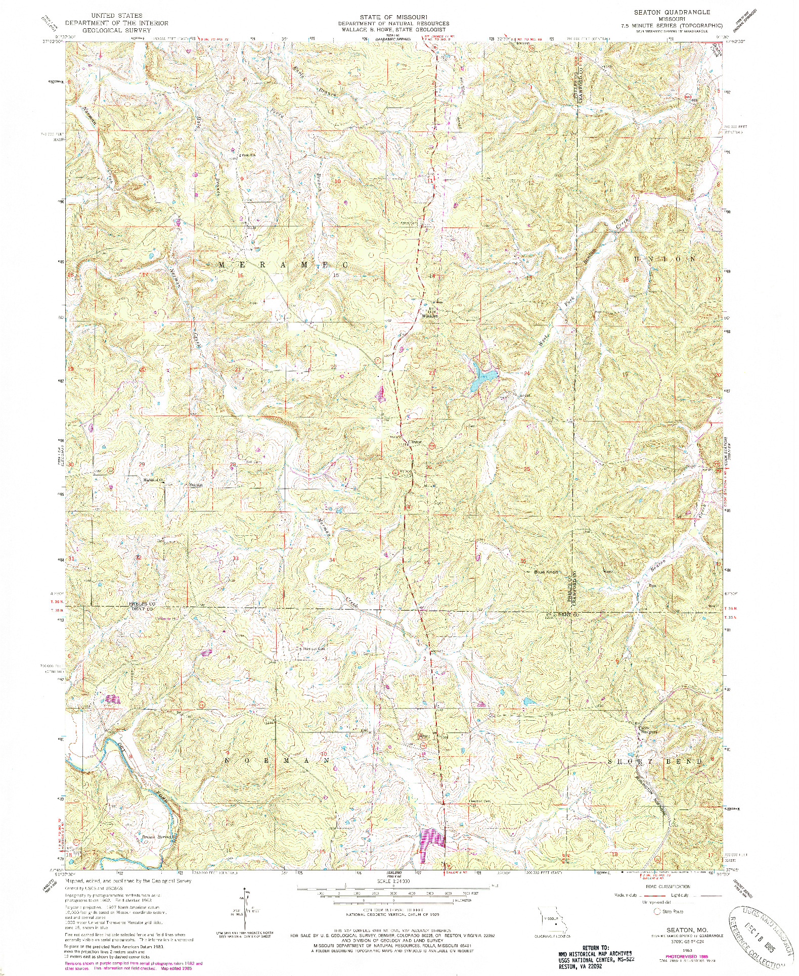 USGS 1:24000-SCALE QUADRANGLE FOR SEATON, MO 1963