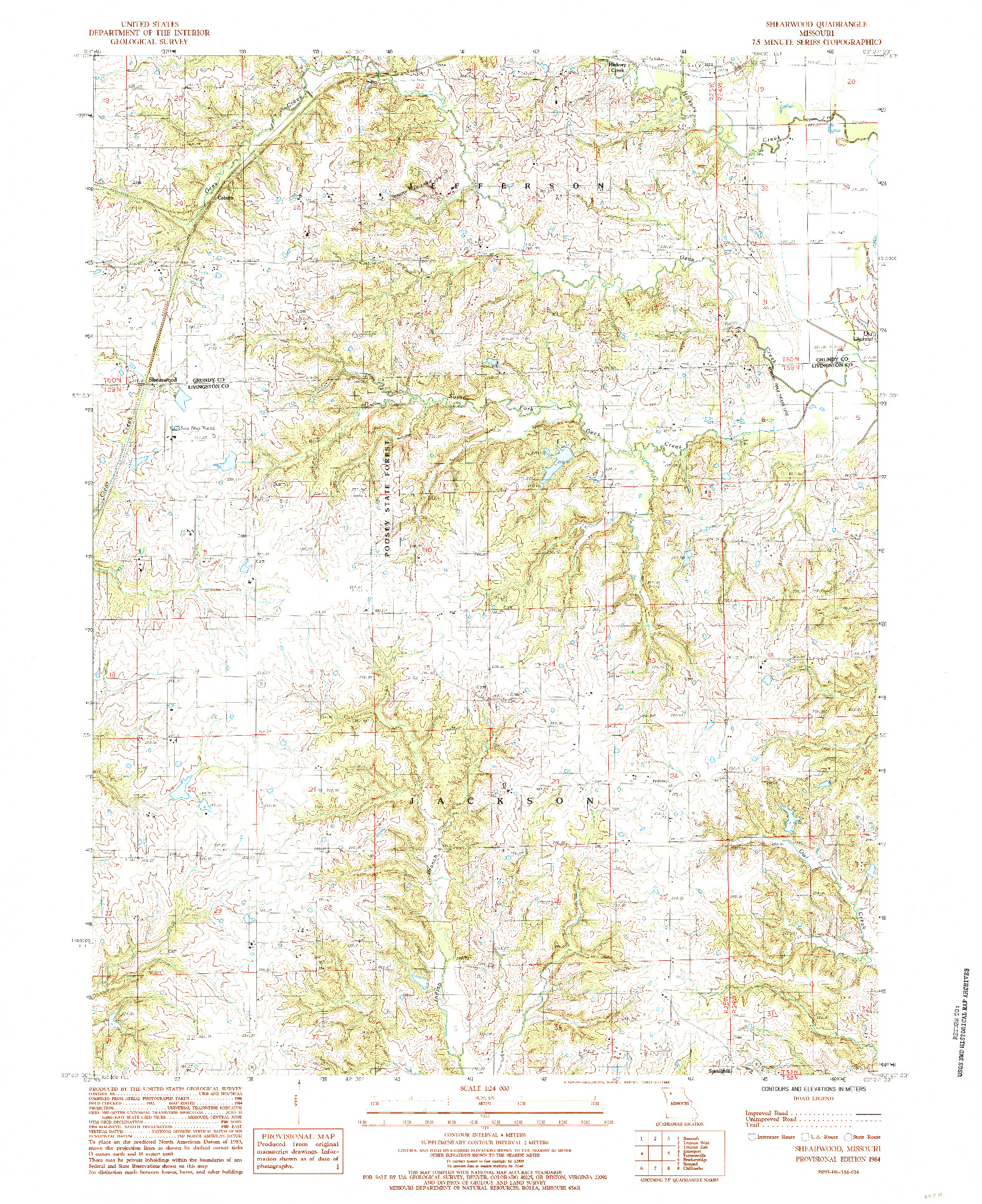 USGS 1:24000-SCALE QUADRANGLE FOR SHEARWOOD, MO 1984