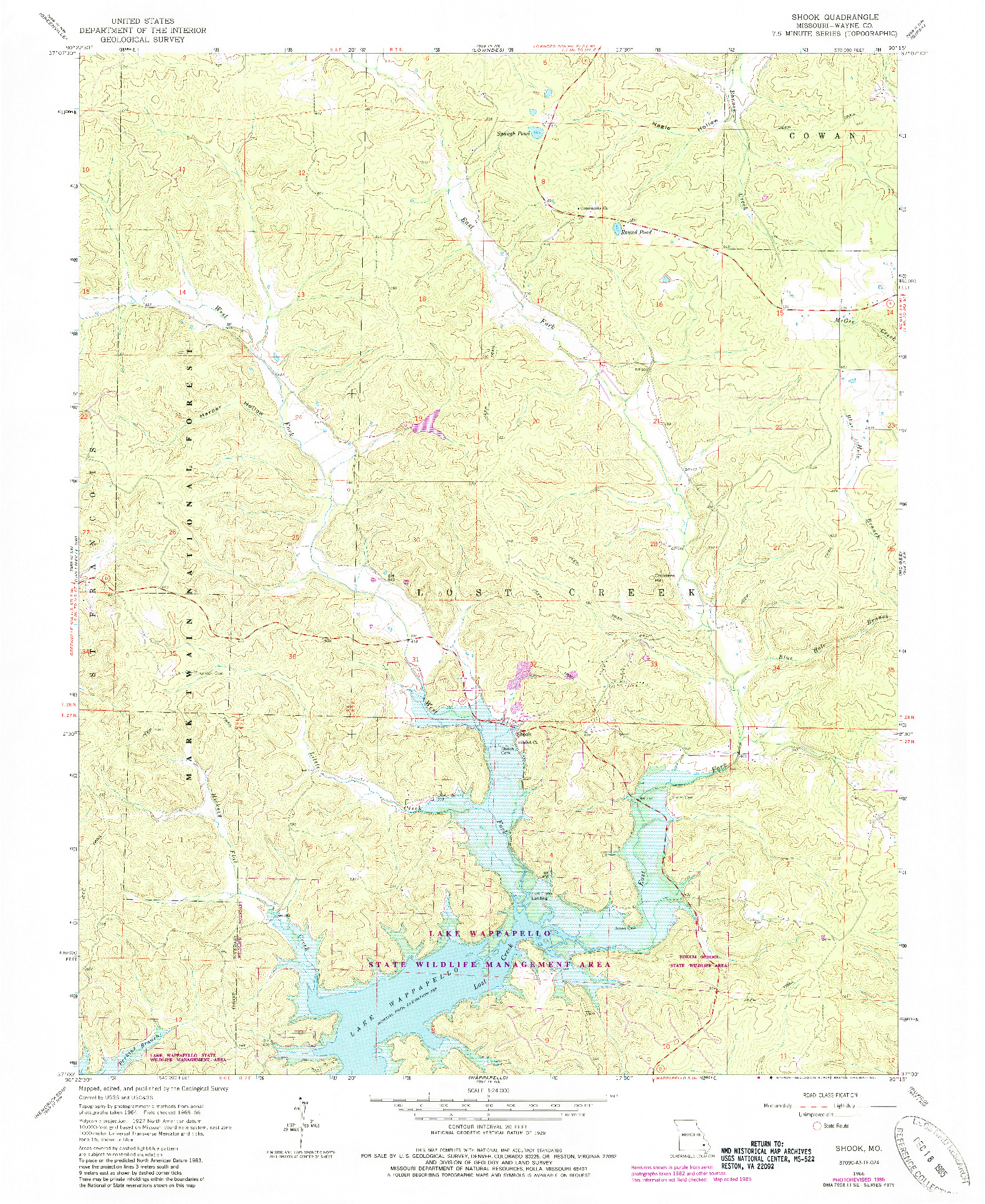 USGS 1:24000-SCALE QUADRANGLE FOR SHOOK, MO 1966