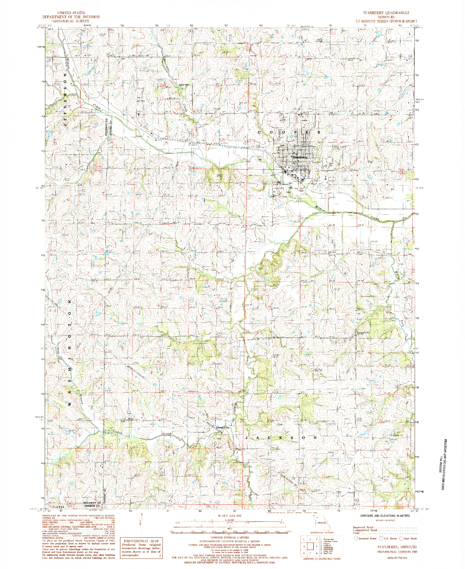 USGS 1:24000-SCALE QUADRANGLE FOR STANBERRY, MO 1985