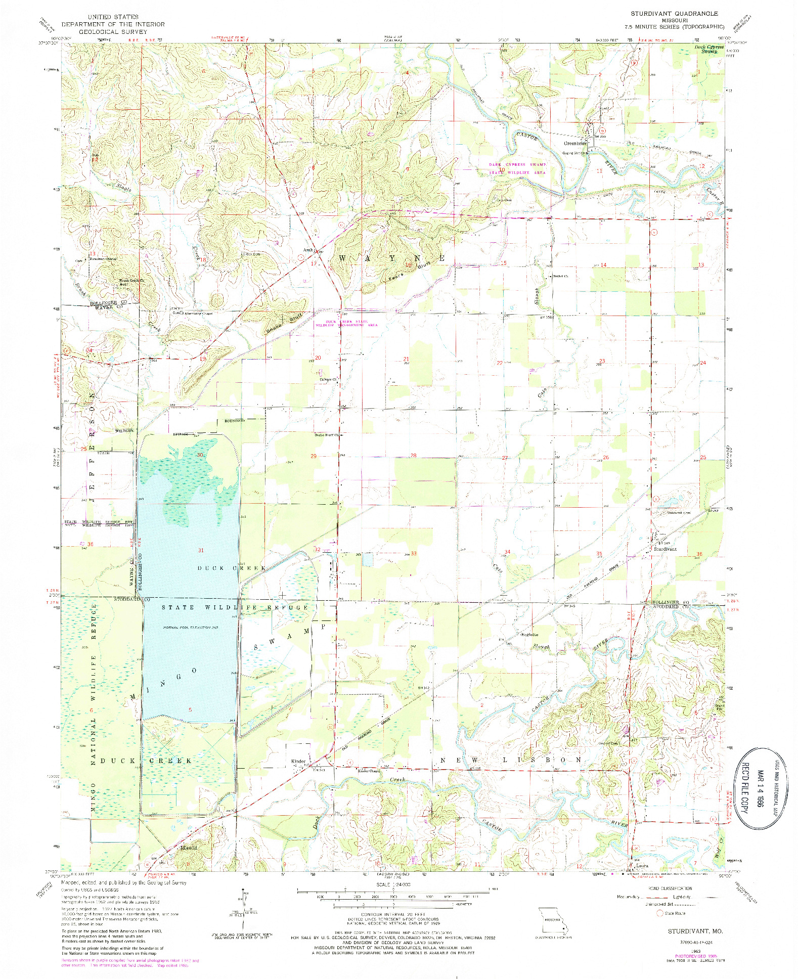 USGS 1:24000-SCALE QUADRANGLE FOR STURDIVANT, MO 1963