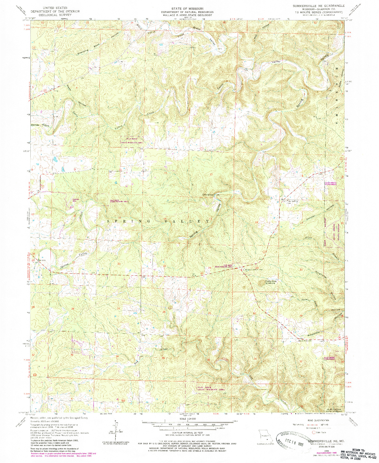 USGS 1:24000-SCALE QUADRANGLE FOR SUMMERSVILLE NE, MO 1968