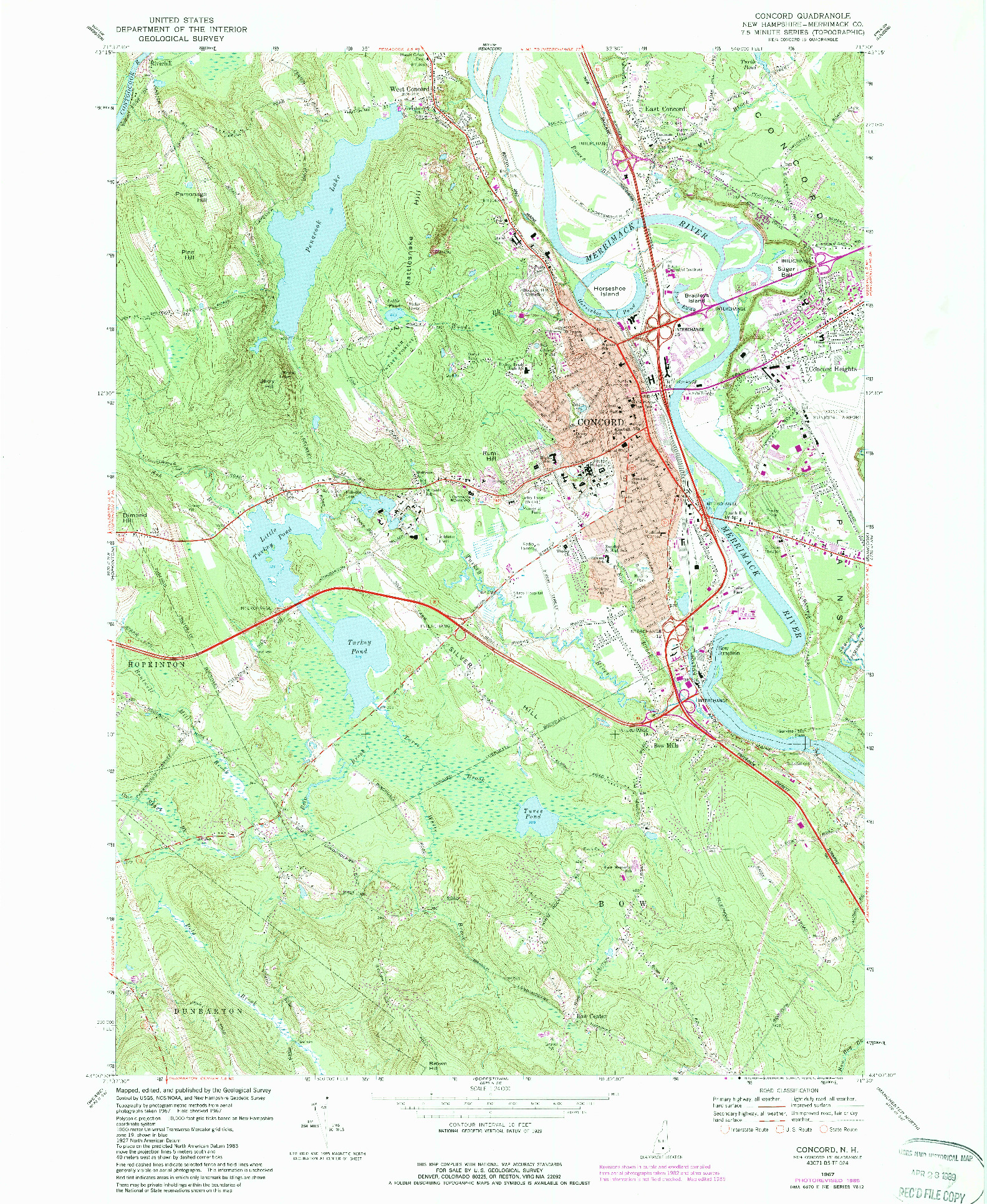 USGS 1:24000-SCALE QUADRANGLE FOR CONCORD, NH 1967